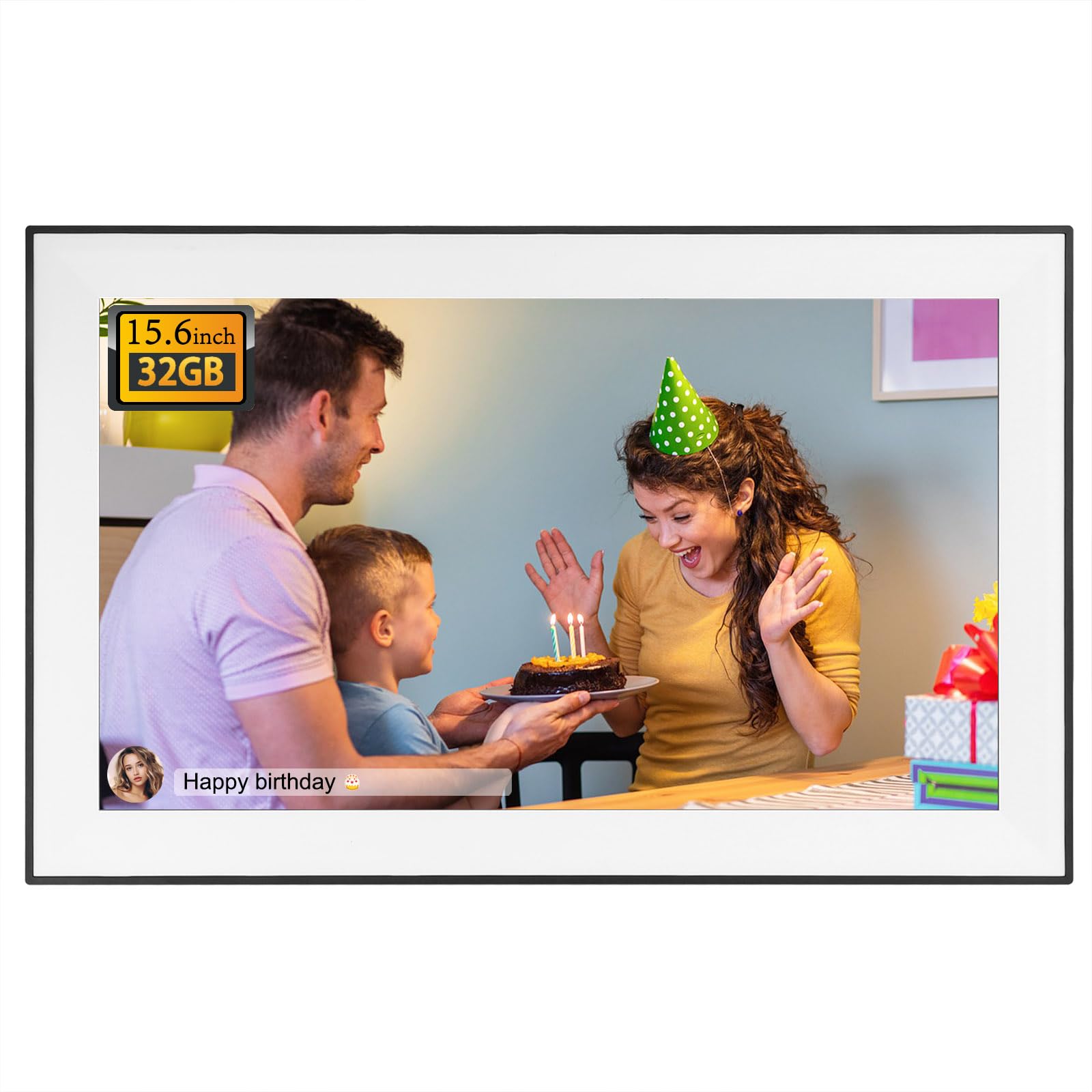 Foojoe 15.6 Inch Digital Picture Frame Wifi Large Digital Photo Frame Fhd 1920 * 1080 Ips With Touch Screen, 32Gb Storage, Use A