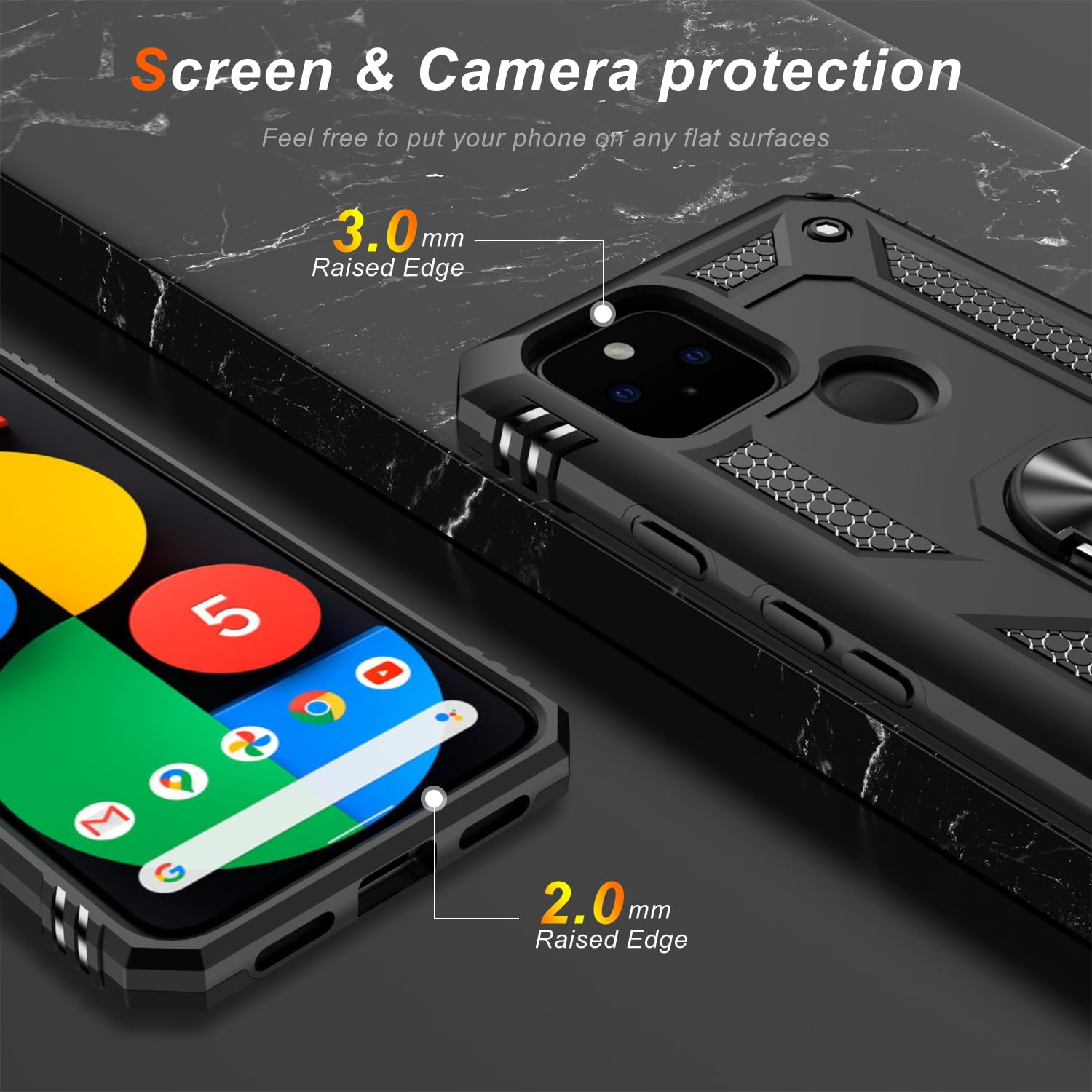 Lumarke For Google Pixel 5 Case With Screen Protector,Pass 16Ft. Drop Tested Military Grade Protective Phone Cover With Magnetic