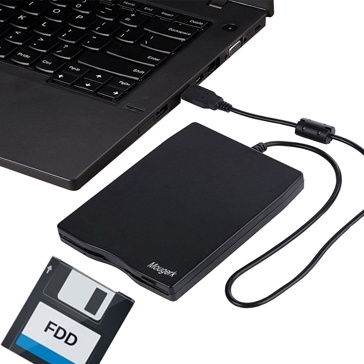 Mougerk Usb Floppy Drive, 3.5' Usb External Floppy Diskette Drive 1.44 Mb Fdd Portable Usb Drive Plug And Play For Laptops Desktops And Notebooks (Black)