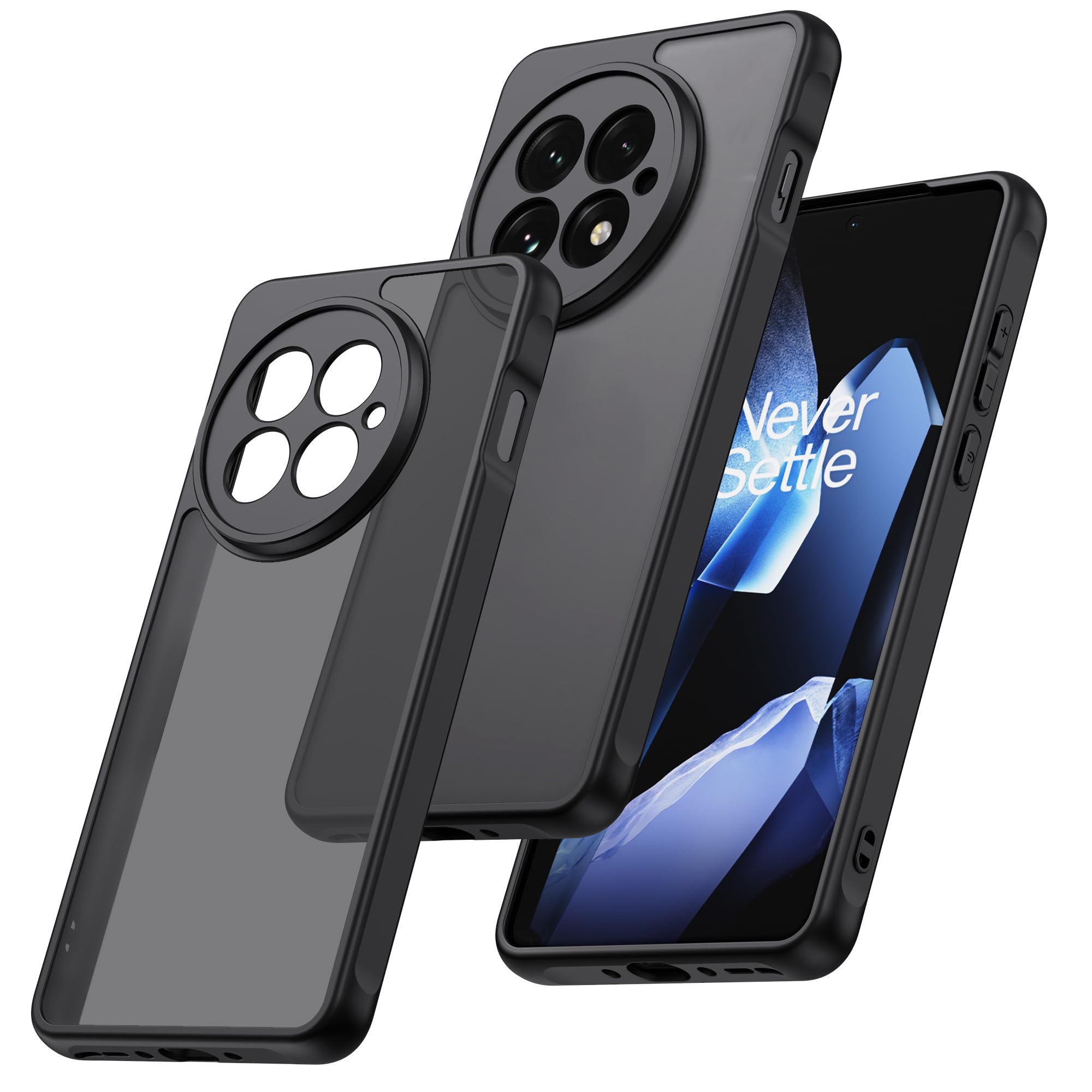 MAKAVO for OnePlus 13 Case, Translucent Matte Shockproof Bumper Case with Camera Cover, Slim Thin Yet Military Grade Drop Proof 