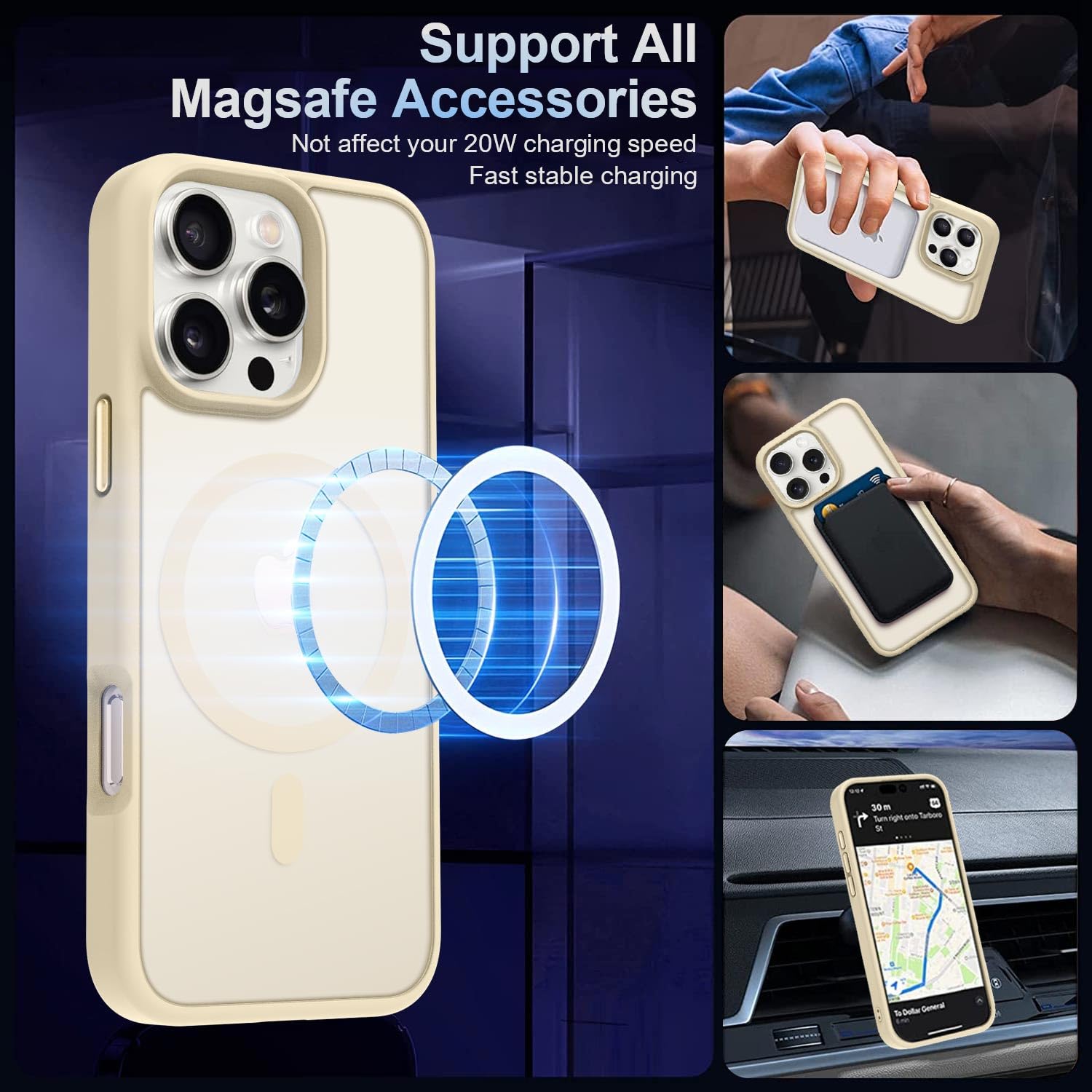 Mocca Strong Magnetic For Iphone 16 Pro Max Phone Case, [Compatible With Magsafe][16Ft Mil Grade Drop Protection] Slim Transluce
