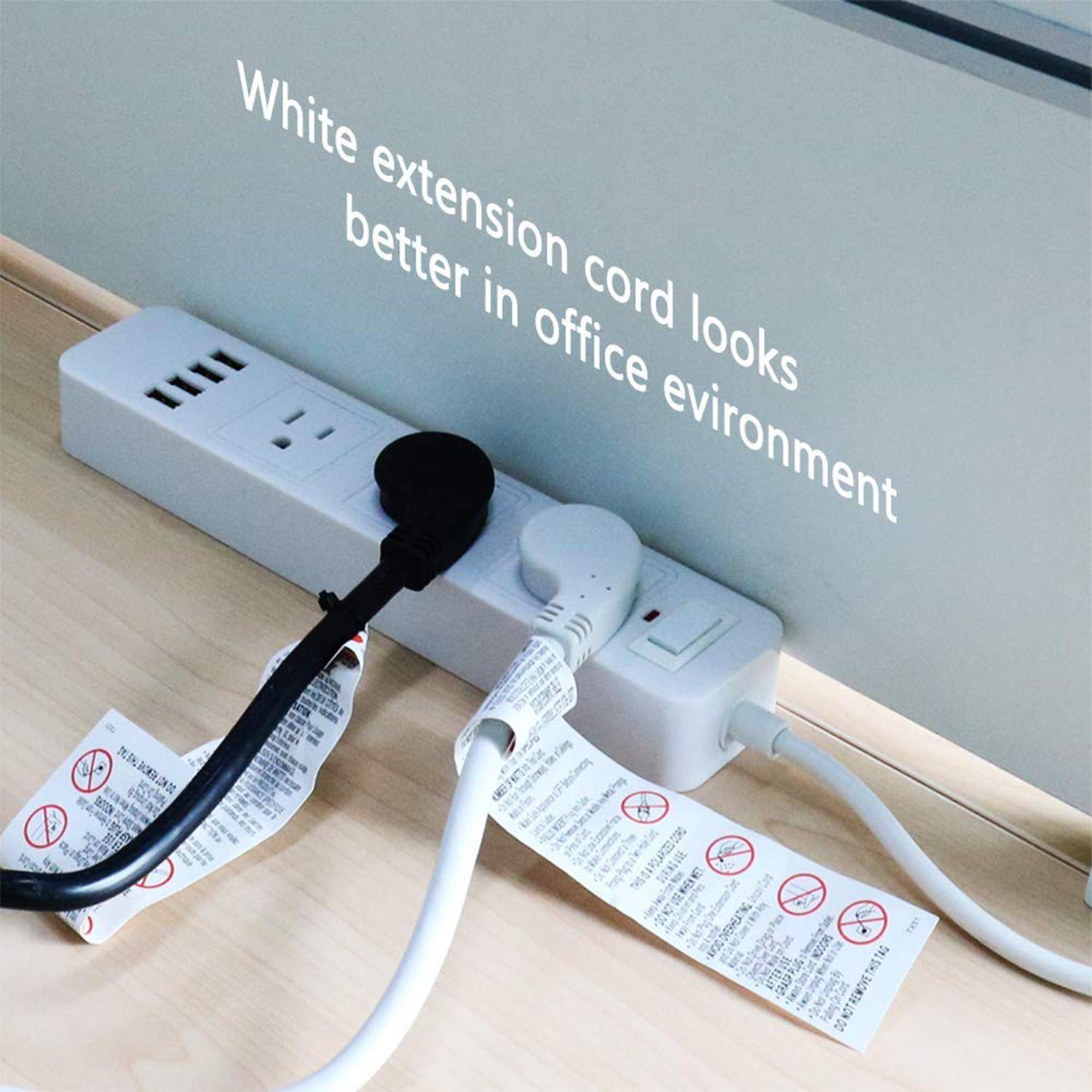 Firmerst 15 Feet 1875W Extension Cord Heavy Duty 14 Awg Low Profile 15A White