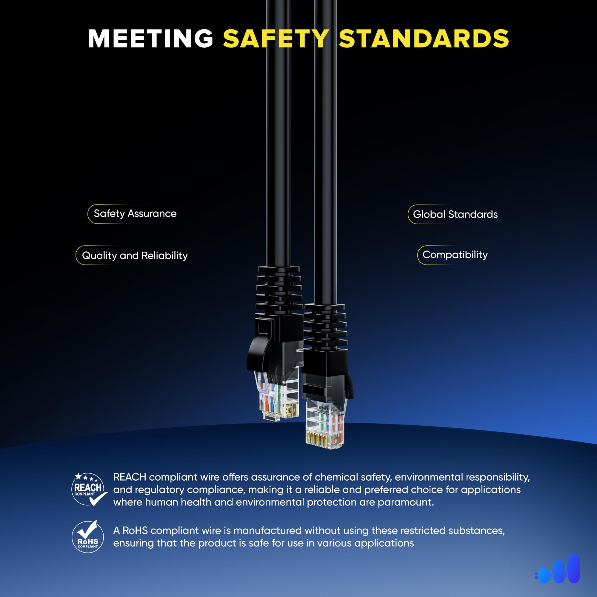 Maximm Cat 6 Ethernet Cable 25 Ft (2 Pack)   High Speed Lan Cable, Internet Cable, Patch Cable, And Network Cable   Utp, 10Gbps, 550Mhz Cat6 Cable   Black