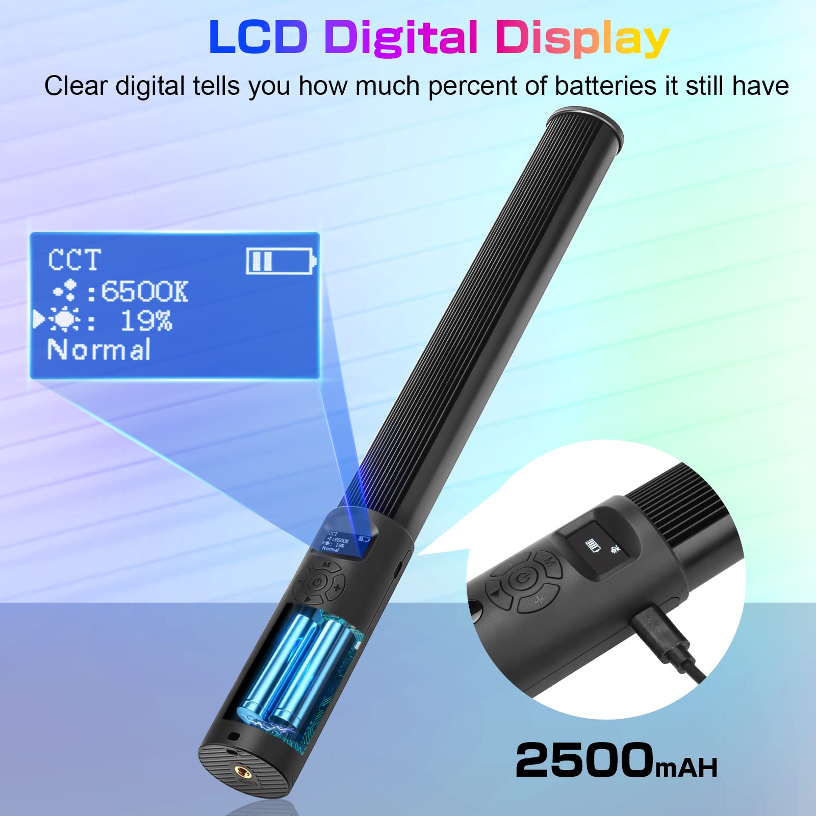 Leshiou Rgb Video Light Wand, Handheld Multi Color Led Photography Light Stick With Remote Control, Dimmable 2500K 6500K Cri97+