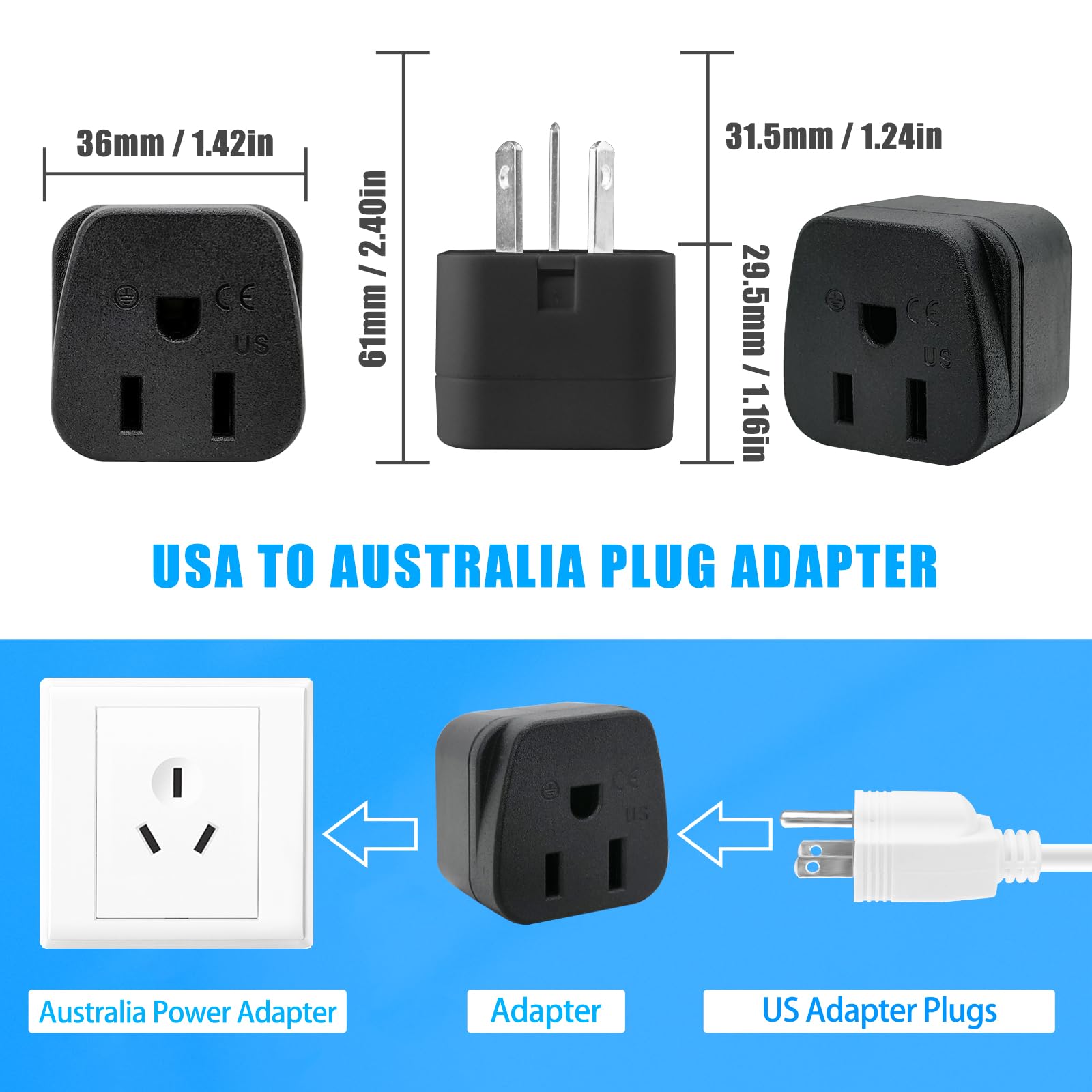New Zealand Power Adapter, Us To Australia Plug Adapter, Australia Travel Adapter, Type I Plug Adapter, Us To China Adapter Plug