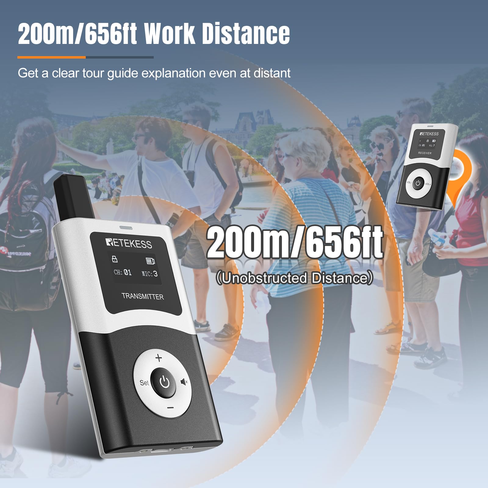 Retekess T130U(4Nd Gen T130) Whisper Tour Guide System,Tour Guide Microphone And Speaker,Clear Sound Quality,One-Key Operation,T