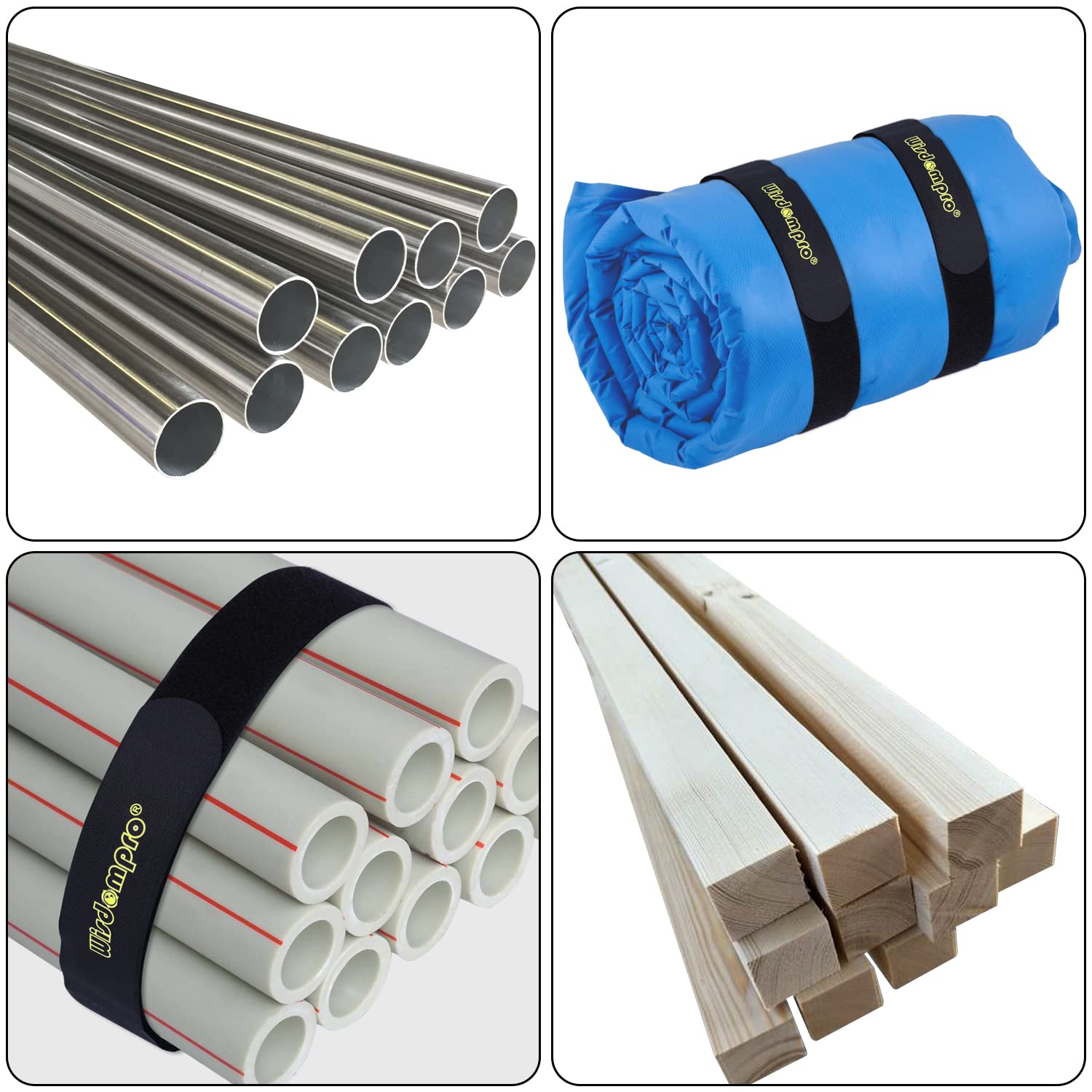 Extra Large 4 Pack 2 X 37 Inches Hook And Loop Strap, Reusable Fastening Cable Tie Down Straps By Wisdompro   Reusable, Durable