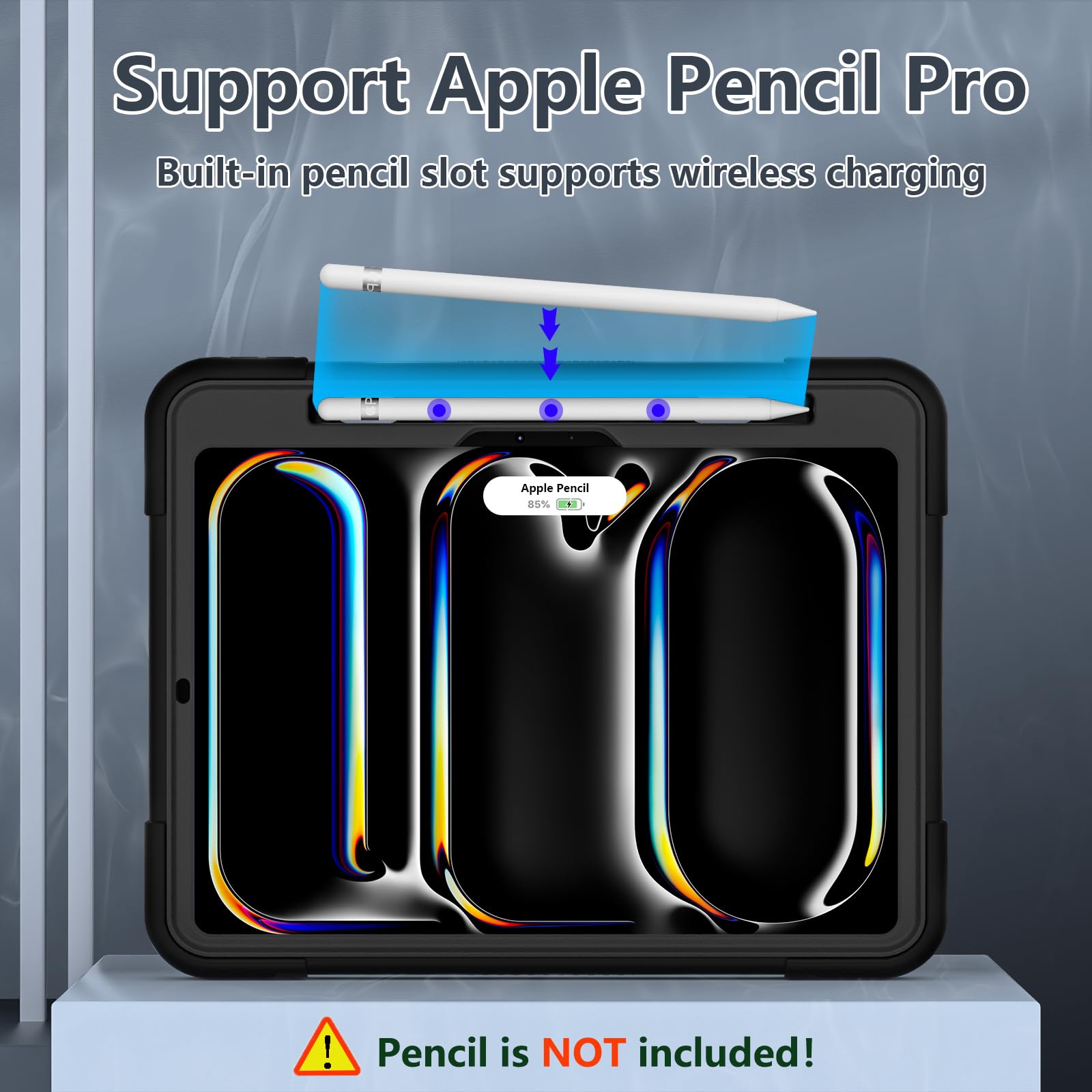 Tsqqst For Ipad Pro 11 Inch Case M4 2024 For Kids, Shockproof Rugged Protective Case Cover With Stand & Pencil Holder For Ipad P