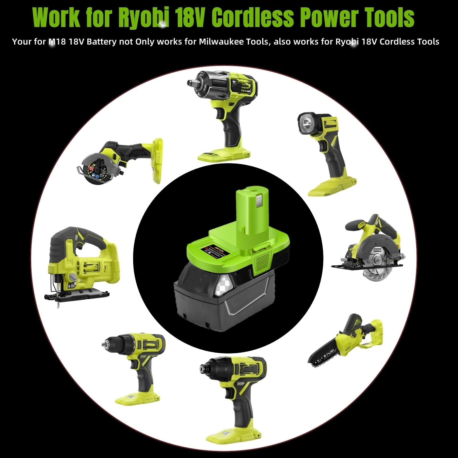 For Milwaukee To For Ryobi Battery Adapter (For M18 Battery Work For Ryobi 18V Tool)