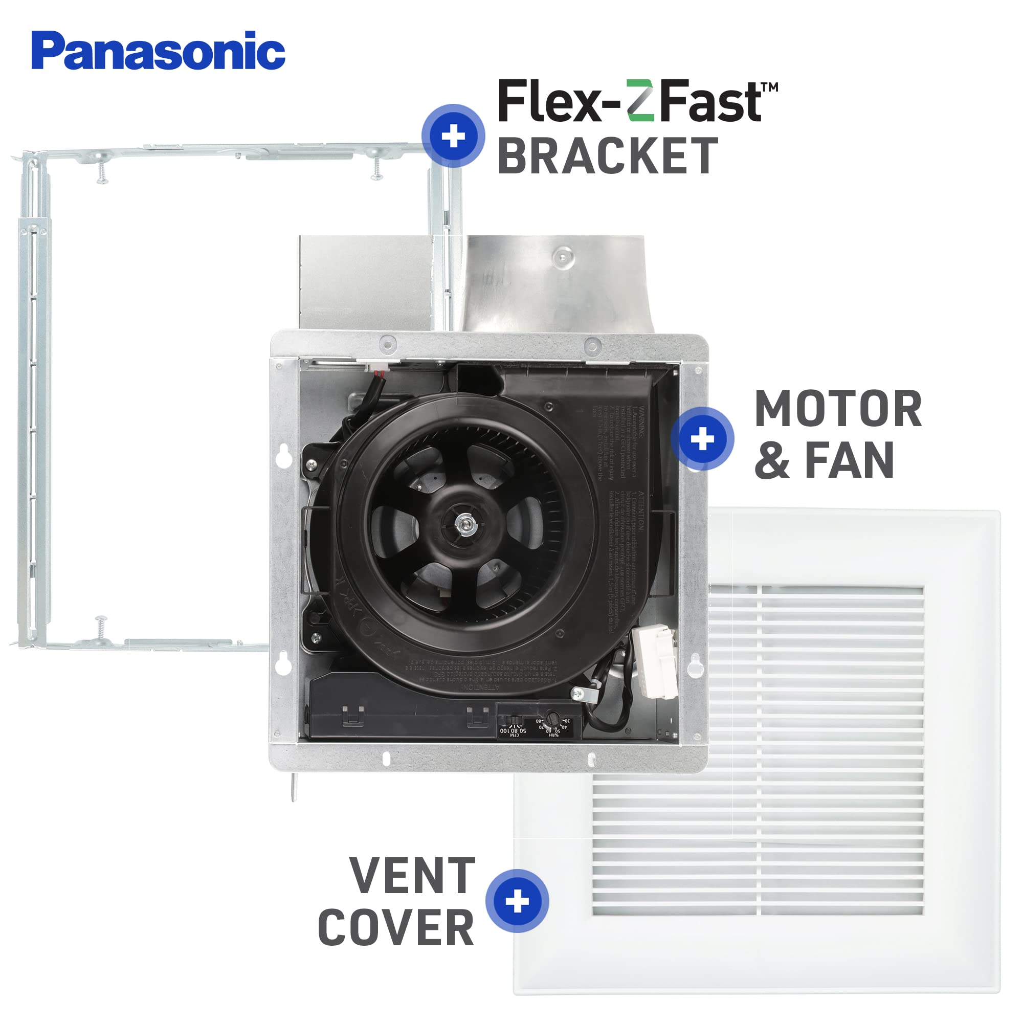 Panasonic Fv 0510Vsc1 Whispervalue Dc Ventilation Fan With Condensation Sensor For Humidity Control   50 80 100 Cfm   Bathroom W
