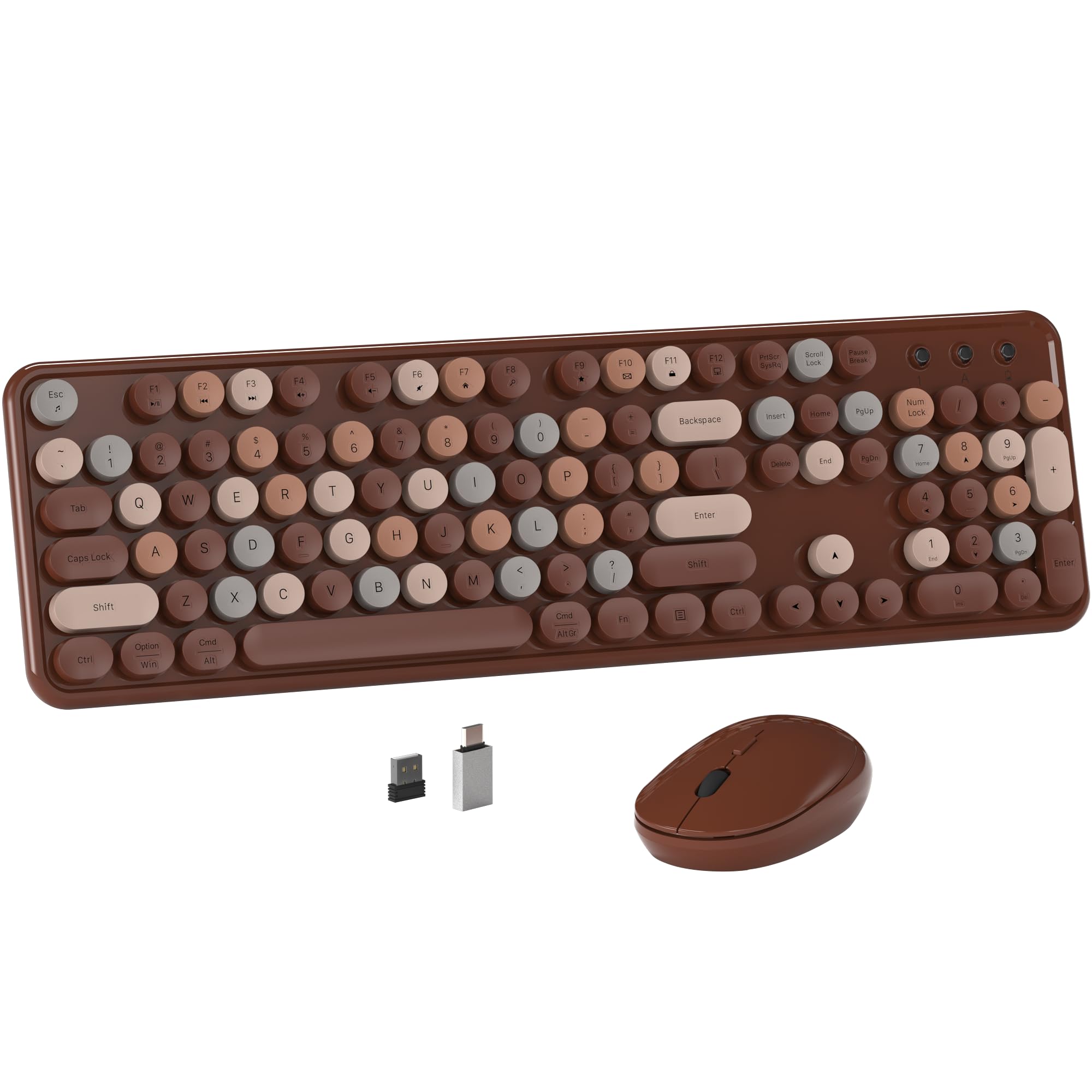 Colorful MPTOG Wireless Computer Keyboard and Mouse Combo (CoffeeColorful)