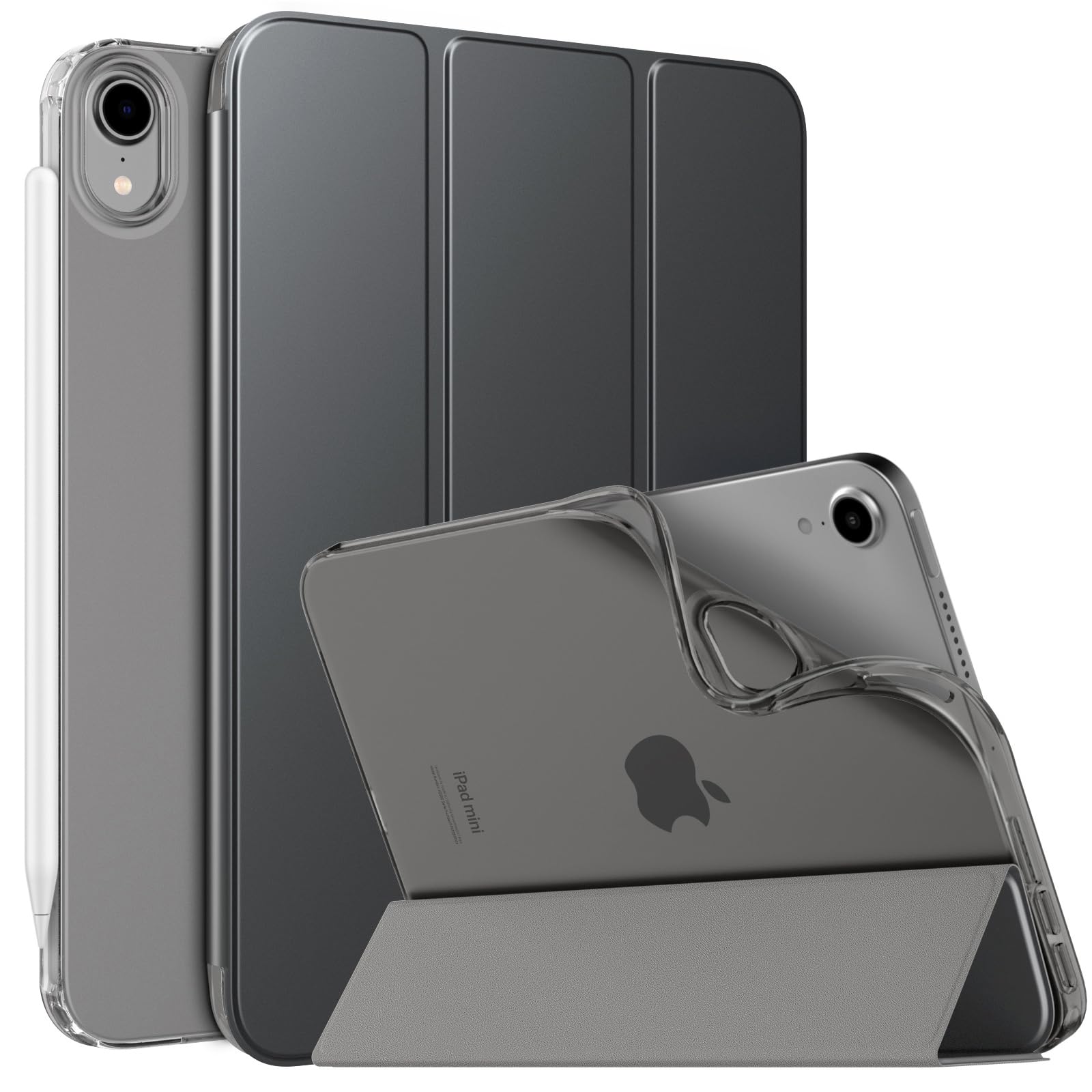 MoKo Case Fit New iPad Mini 7 (A17 Pro) 2024, iPad Mini 6th Generation Case 2021 (8.3 inch), iPad Mini 6 Case, Soft TPU Translucent Frosted Back Cover Case for iPad Mini 7th, Space Gray