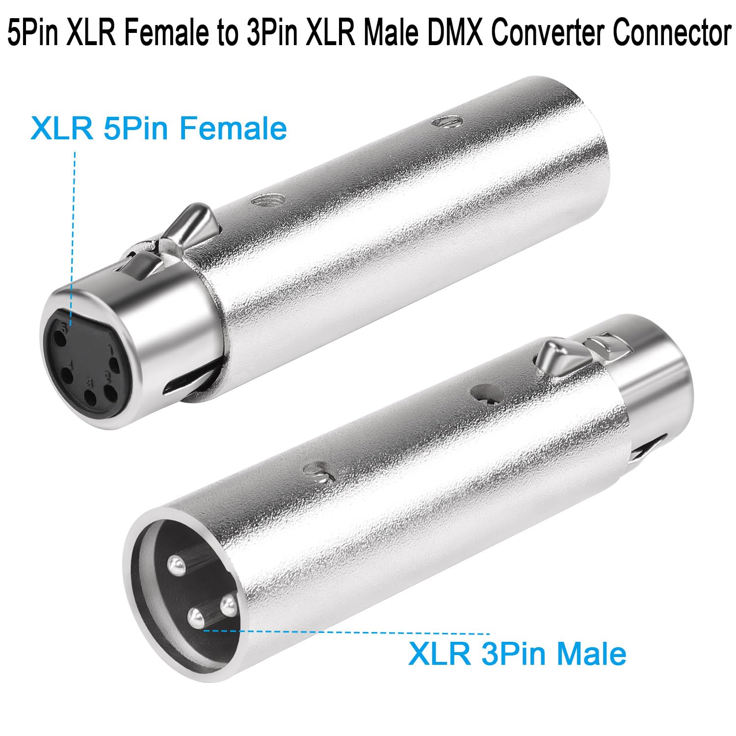Qianrenon 5Pin Xlr To 3Pin Xlr Audio Adapter 5Pin Xlr Female To 3Pin Xlr Male Dmx Converter Connector 5Pin To 3Pin Xlr Converter