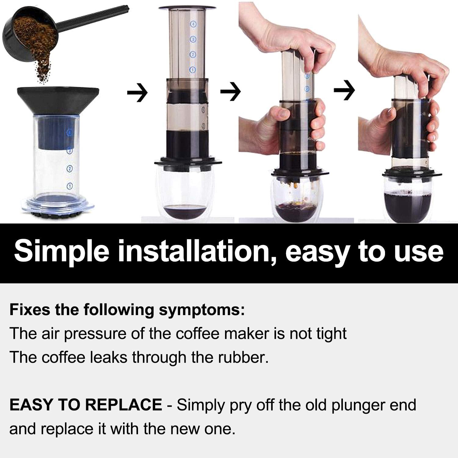 Ami Parts Plunger Rubber Gasket Replacement Part For Aeropress Coffee And Espresso Maker (2Pc)