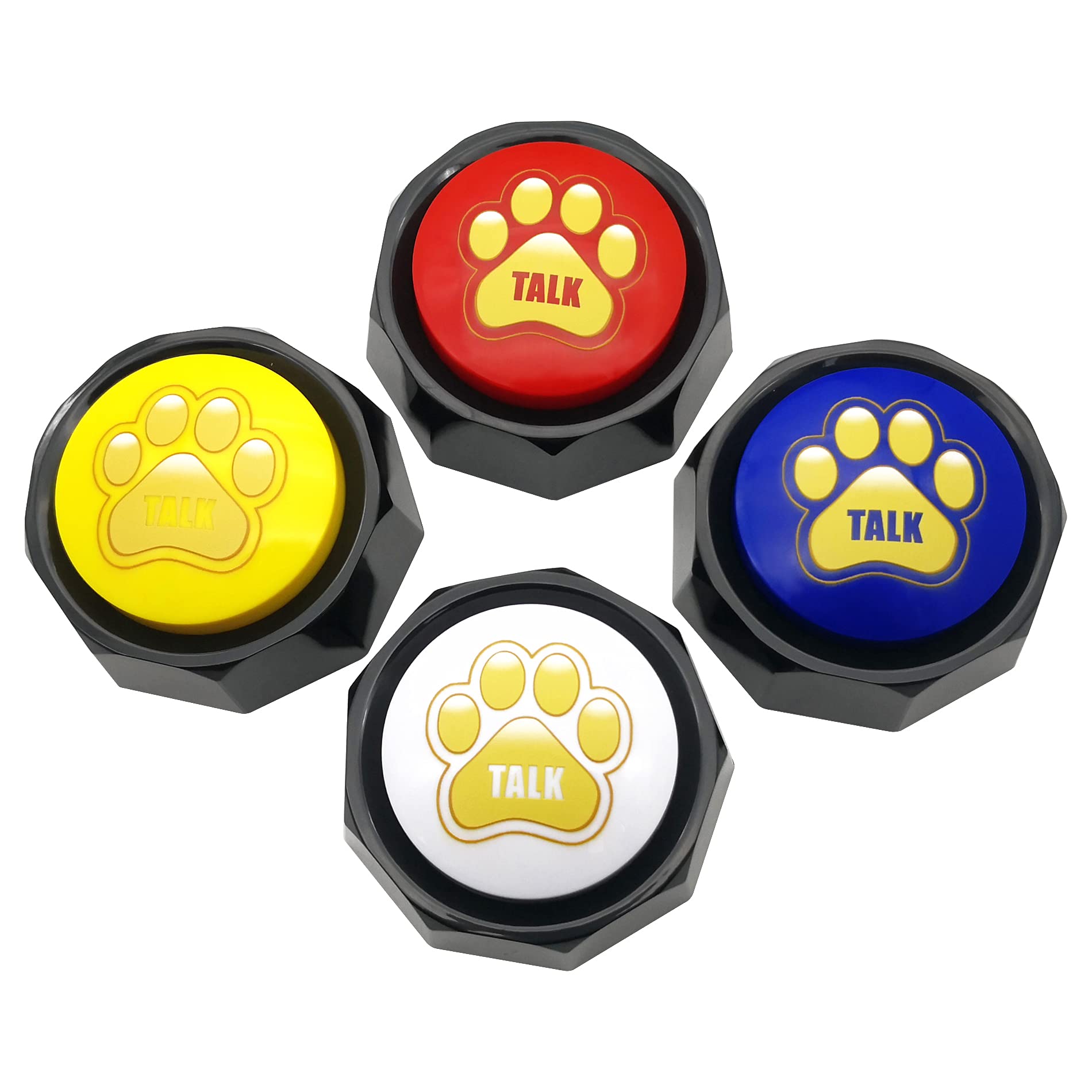Anbilila Recordable Talking Buttons, Dog Communication Buttons, Recordable Sound Buttons, Set Of 4 Color Buzzers, Pet Training B
