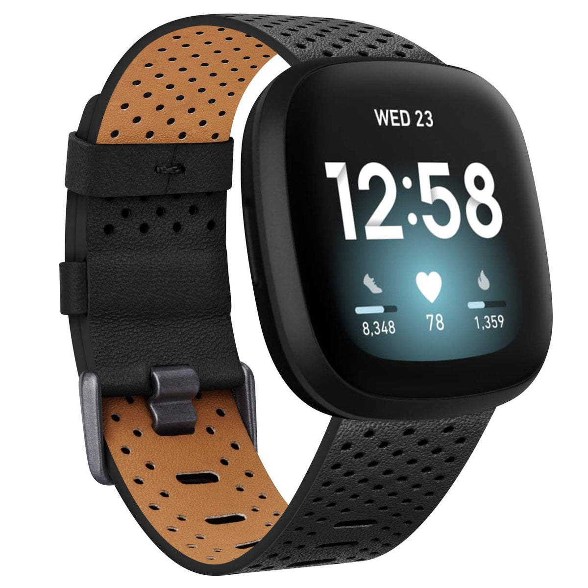 Yiled Leather Bands Compatible With Fitbit Sense And Fitbit Versa 3 For Women Men, Classic Genuine Leather Wristband For Fitbit 