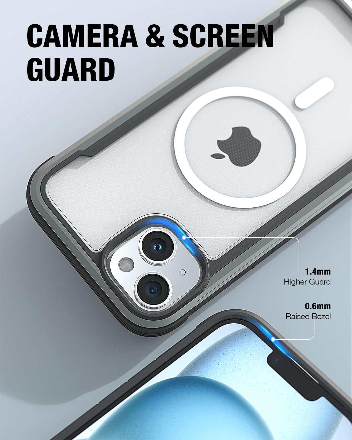 Raptic Shield Magnetic For Iphone 15 Plus Case, Compatible With Magsafe, Shockproof Protective Clear Case, Military Grade 10Ft D