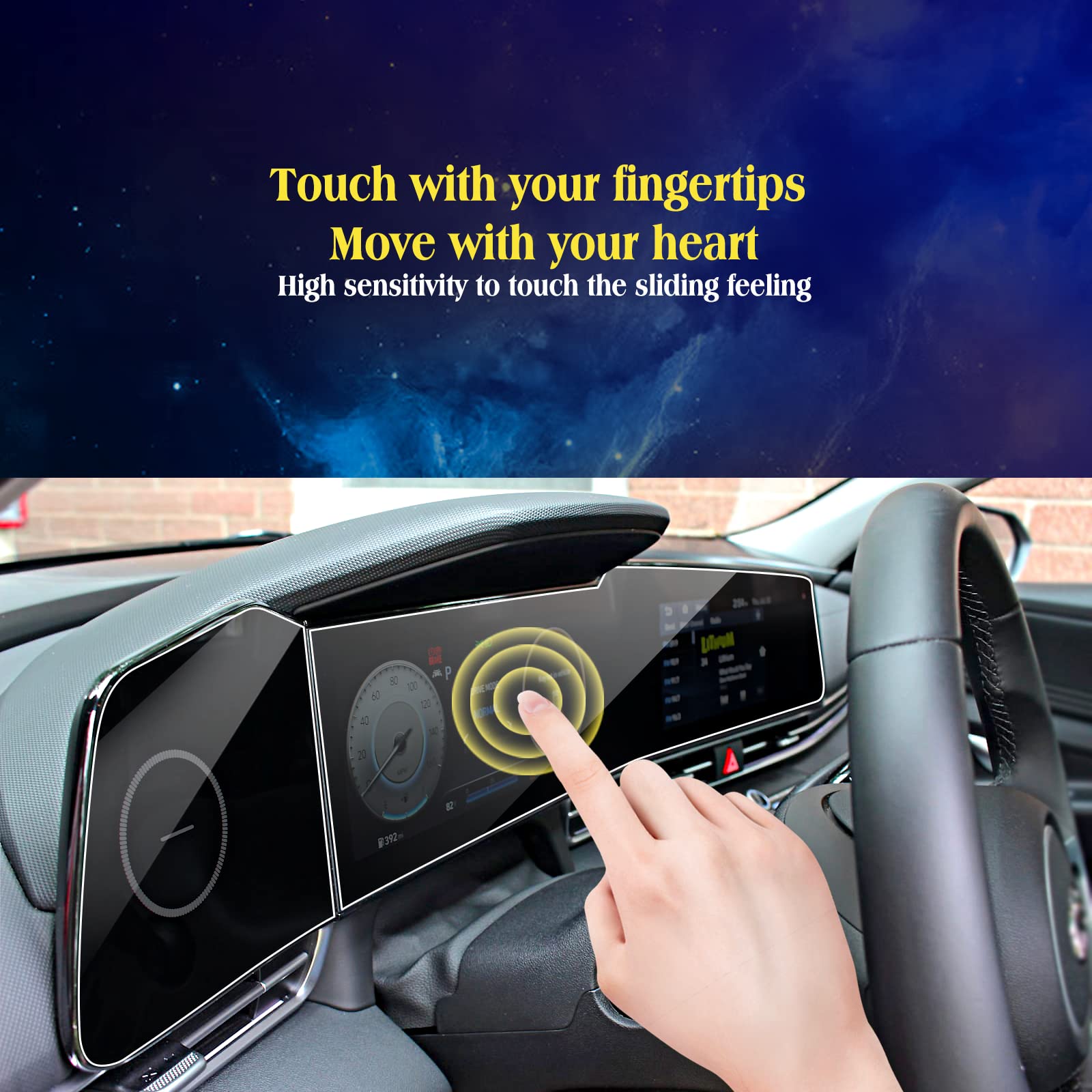 Eueky 2Pcs 2024 Screen Protector For Hyundai Elantra 2021 2022 2023 Accessories Navigation And Dashboard Touchscreen Protective