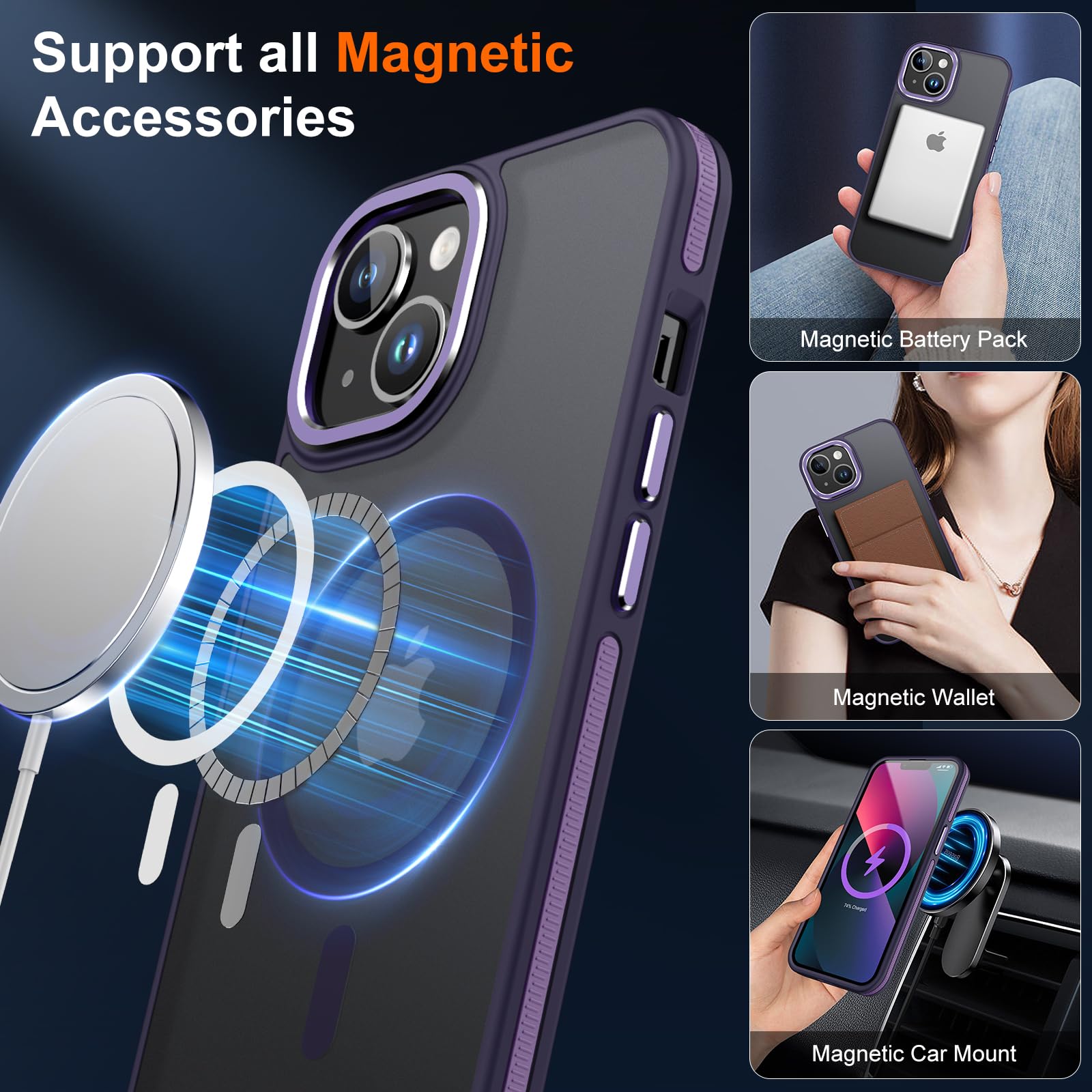 Jame Magnetic For Iphone 13 Case & Iphone 14 Case, [Compatible With Magnetic] [Shockproof Military Grade Protection] Slim Non Sl