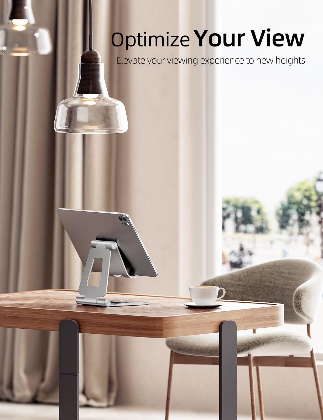 Nulaxy Aluminum Dual Foldable Ipad Stand, Fully Adjustable Desktop Tablet Holder, Ipad Accessories For Office Kindle Compatible With Mobile Devices Ipad Pro/Air/Mini, Iphone Pro/Max/Plus, Silver