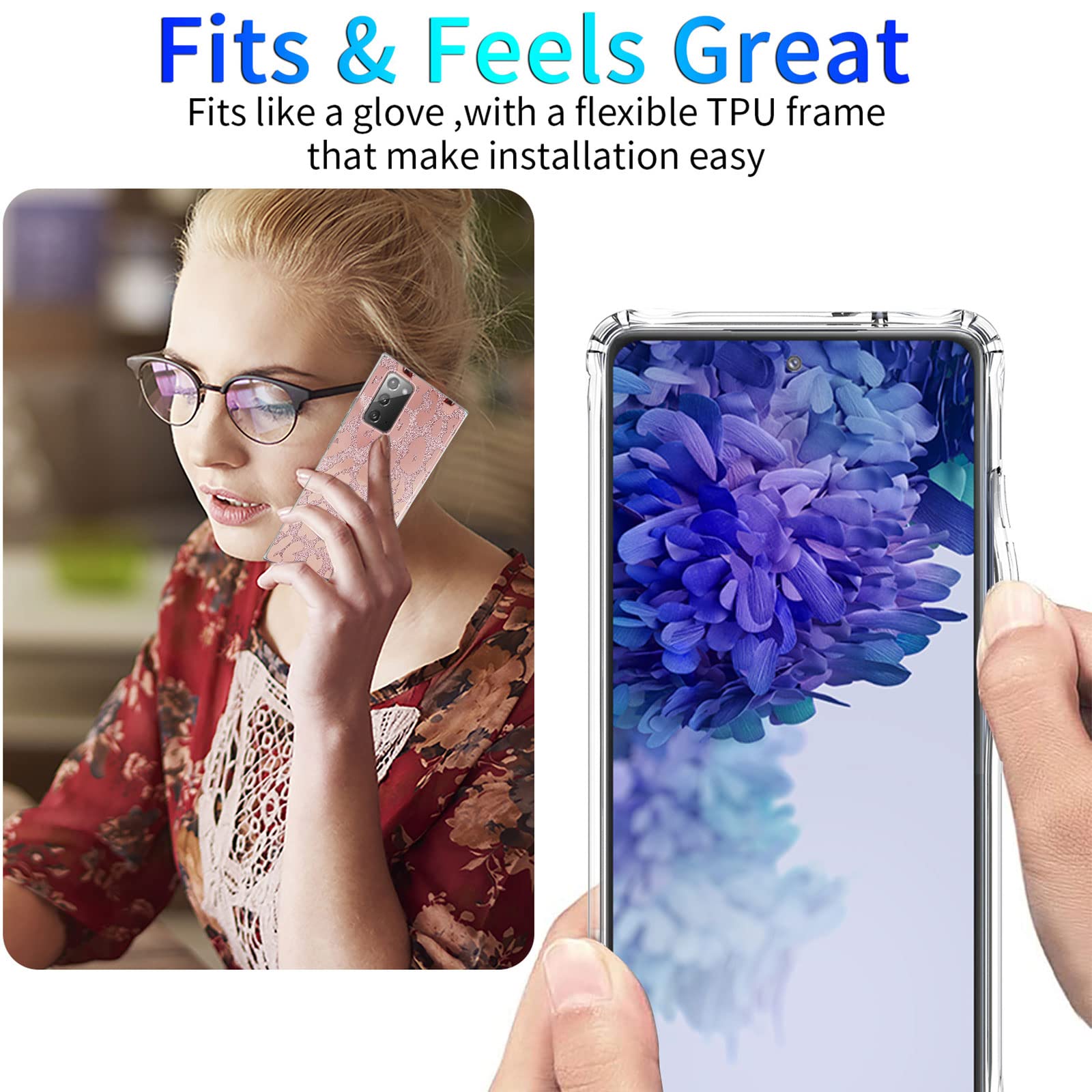 J.West For Samsung Galaxy Note 20 Case 6.7 Inch,Luxury Saprkle Bling Glitter Leopard Print Design Soft Metallic Slim Protective