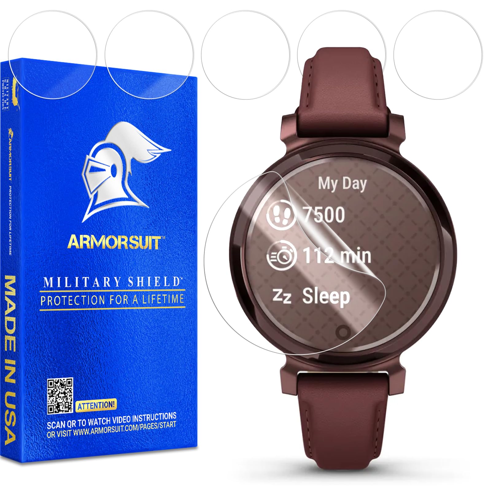 Armorsuit 6 Pack For Garmin Lily 2 / Lily 2 Classic Screen Protector Max Coverage Militaryshield Hd Clear Film   Made In Usa