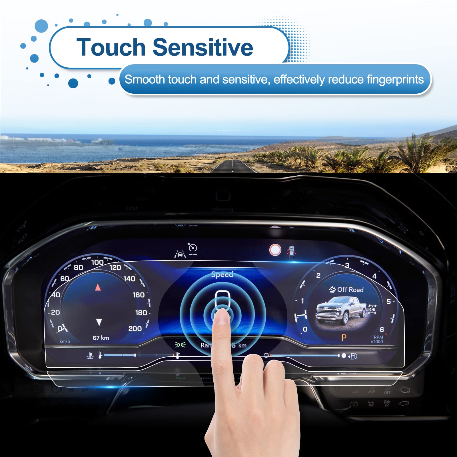 Coleya 2022 2023 2024 Gmc Sierra 1500 Screen Protector, For 2022 2024 Silverado 1500 Screen Protector, 12.3Inch Instrument Clust