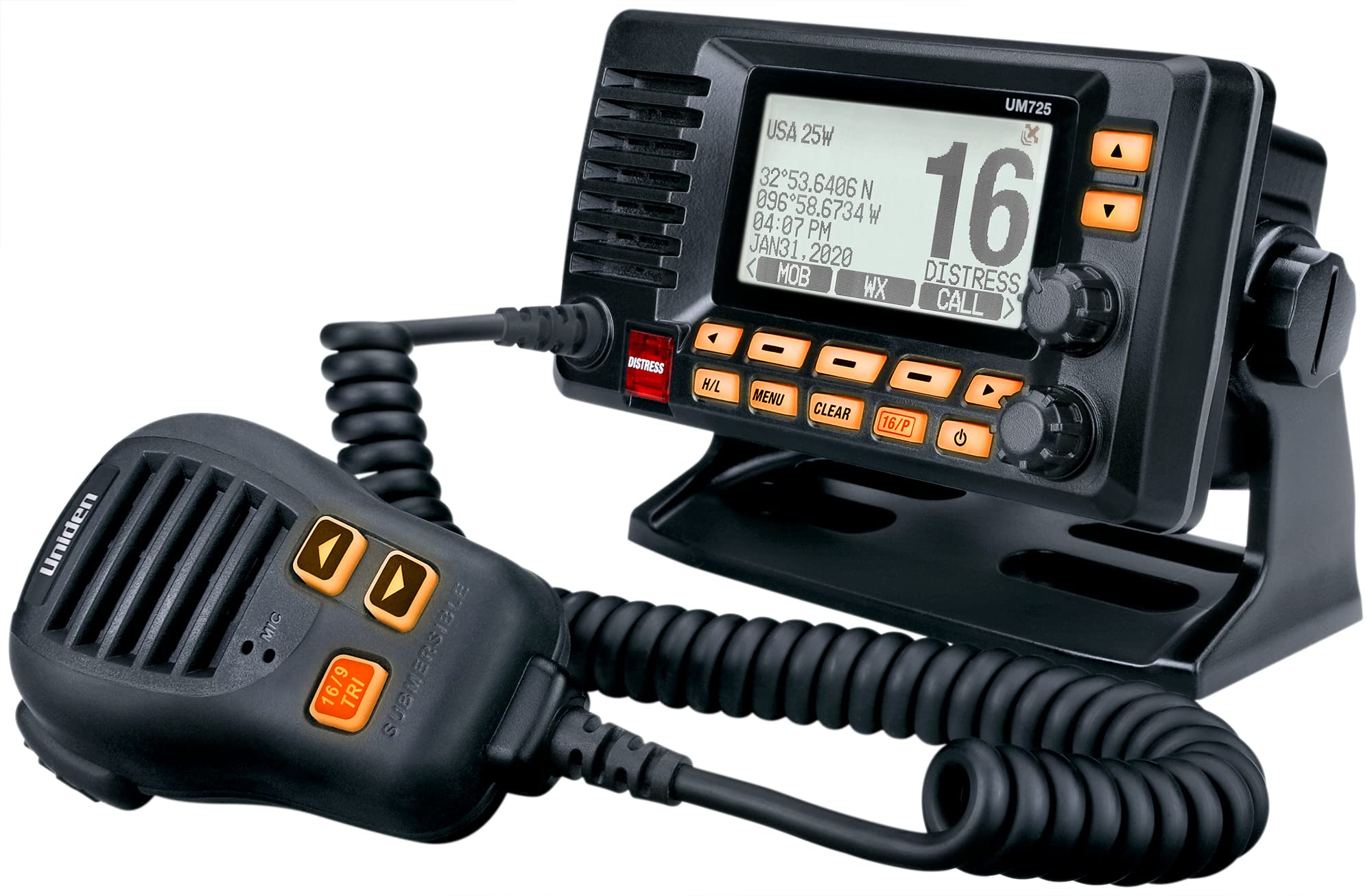 Uniden Um725Bk Marine Vhf Radio, All Usa, Canada, And Int'L. Marine Channels, 1Watt/25Watt Transmit Power, Largest Lcd Screen In,WBEEAB0B5YCRD1T