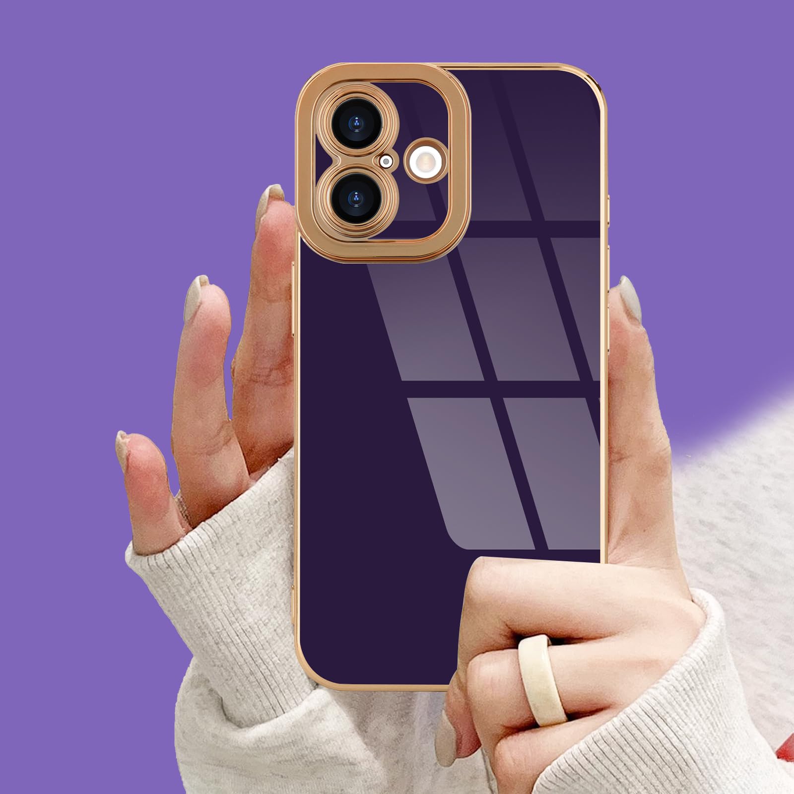 Lafunda Designed For Iphone 16 Plus Case Cute, Luxury Plating Case For Women Girls Gold Edge Soft Tpu Bumper Cover With Camera P