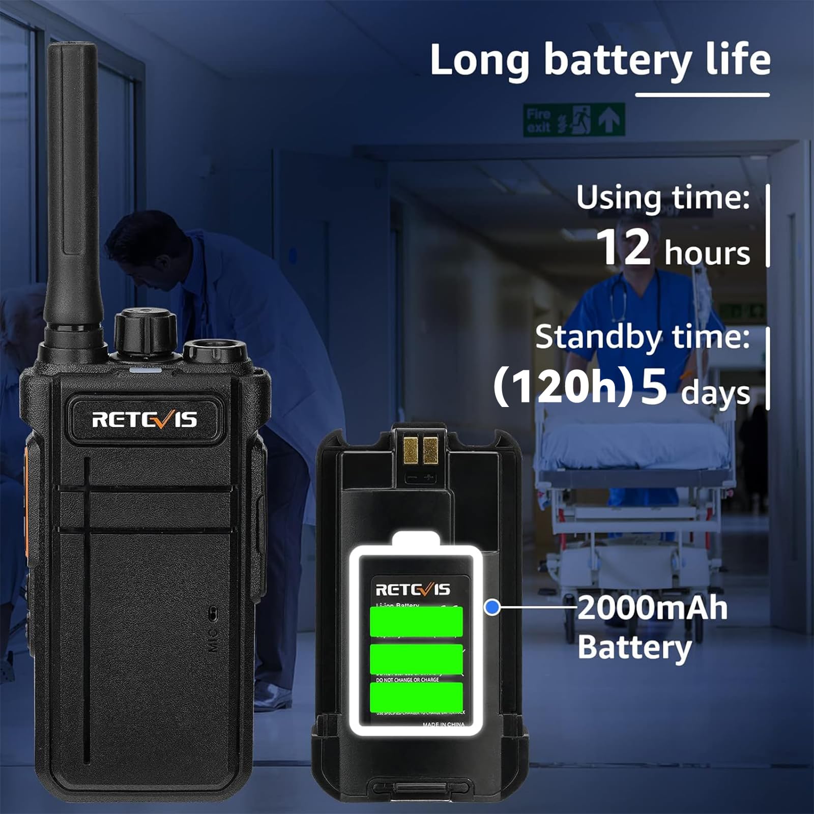 Retevis Rb37 Bluetooth Walkie Talkies, Bluetooth Two Way Radio With Wireless Earpiece, Flashlight, 2000 Mah&120H Standby, Type-C