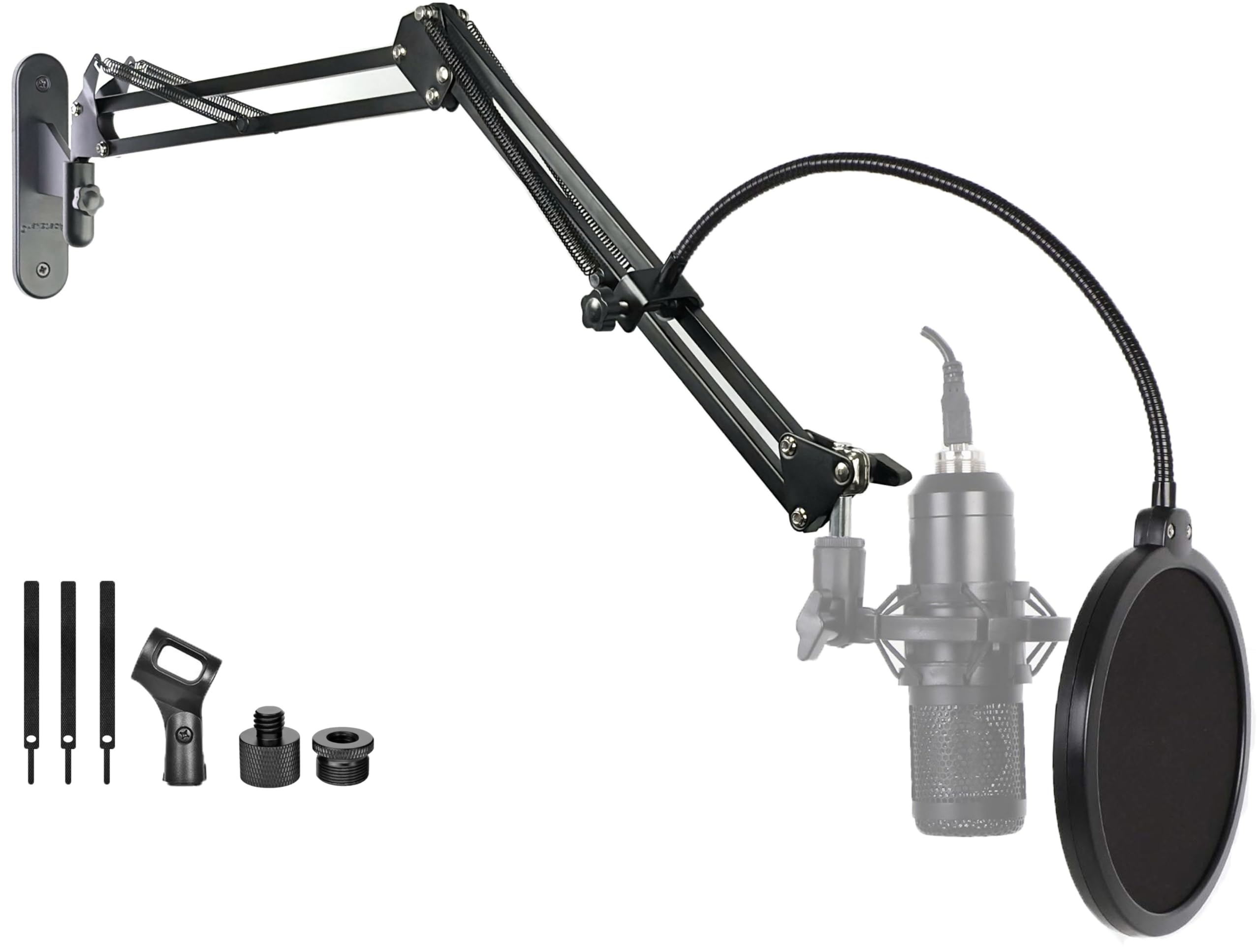 Upgrade Mic Wall Mount,Microphone Boom Arm Wall Stand Holder for Logitech Blue Yeti,Razer,HyperX,Shure,Rode Mic Broadcasting, Vo