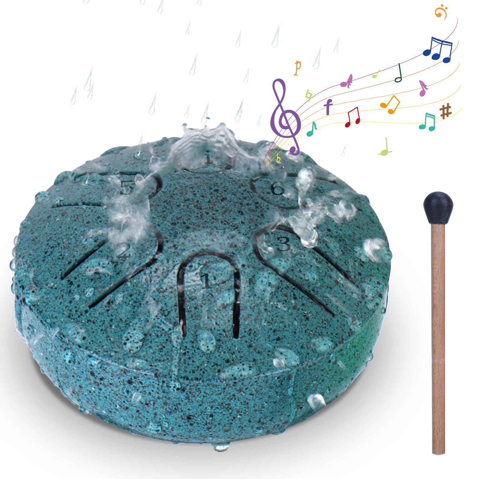 Baborui Upgraded Non Waterlogging Rain Drum   Mini Outdoor Steel Tongue Drum Rain Chime (Malachite)