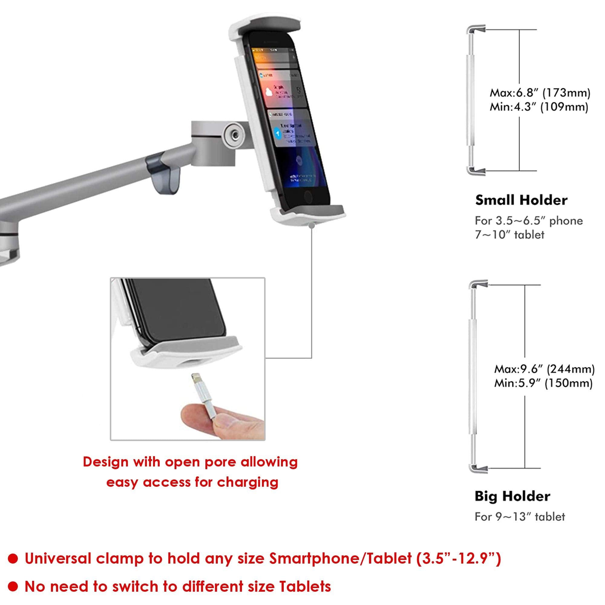 Tablet Holder for Bed�Height Adjustable Tablet/Ipad Stand�360 Degree Rotative Design � Premium Durable Construction � Ideal for Movies, Teaching, Online Learning, Reading � Widely Compatible
