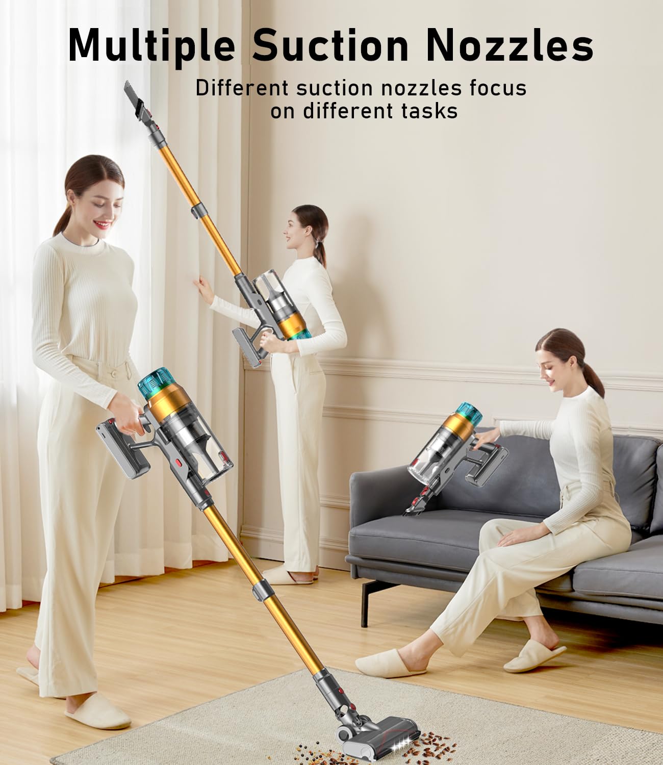 Mbyulo Cordless Vacuum Cleaner For Home 600W 55Kpa Upgraded Powerful Stick Vacuum Up To 60Mins, Anti-Tangle & Wall Mount Chargin