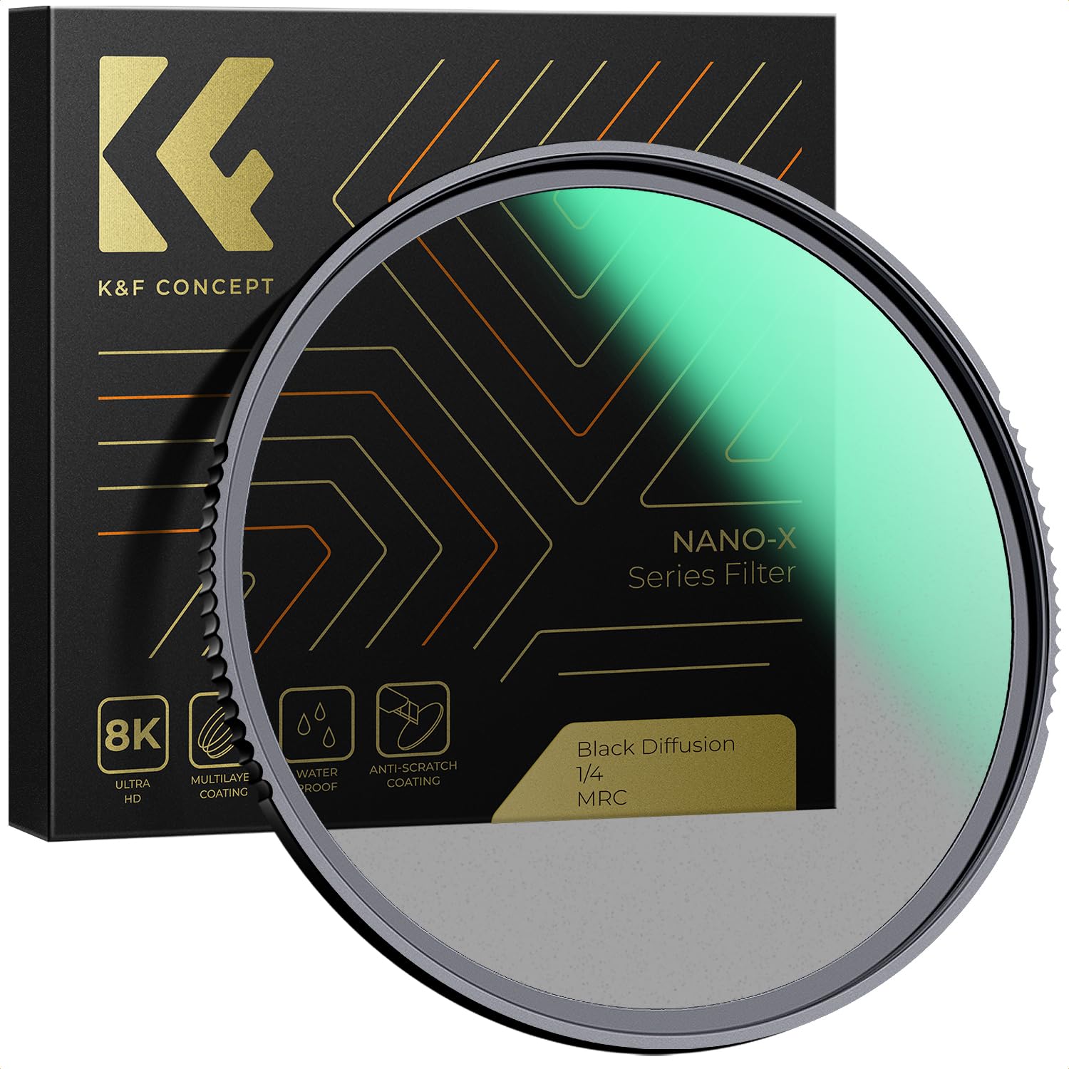 K&F Concept 52Mm Black Diffusion 1/4 Filter Mist Cinematic Effect Filter With 28 Multi Layer Coatings Waterproof/Scratch Resistant For Video/Vlog/Portrait Photography