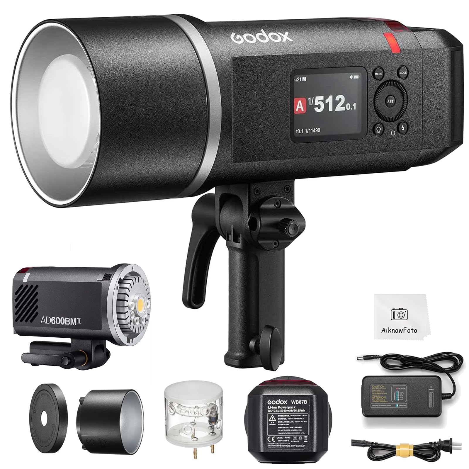 Godox AD600BMII AD600BM II Outdoor Strobe Flash Light for Photography,2.4G 600Ws Studio Flash,GN87 Bowens Mount with 40W Modelin