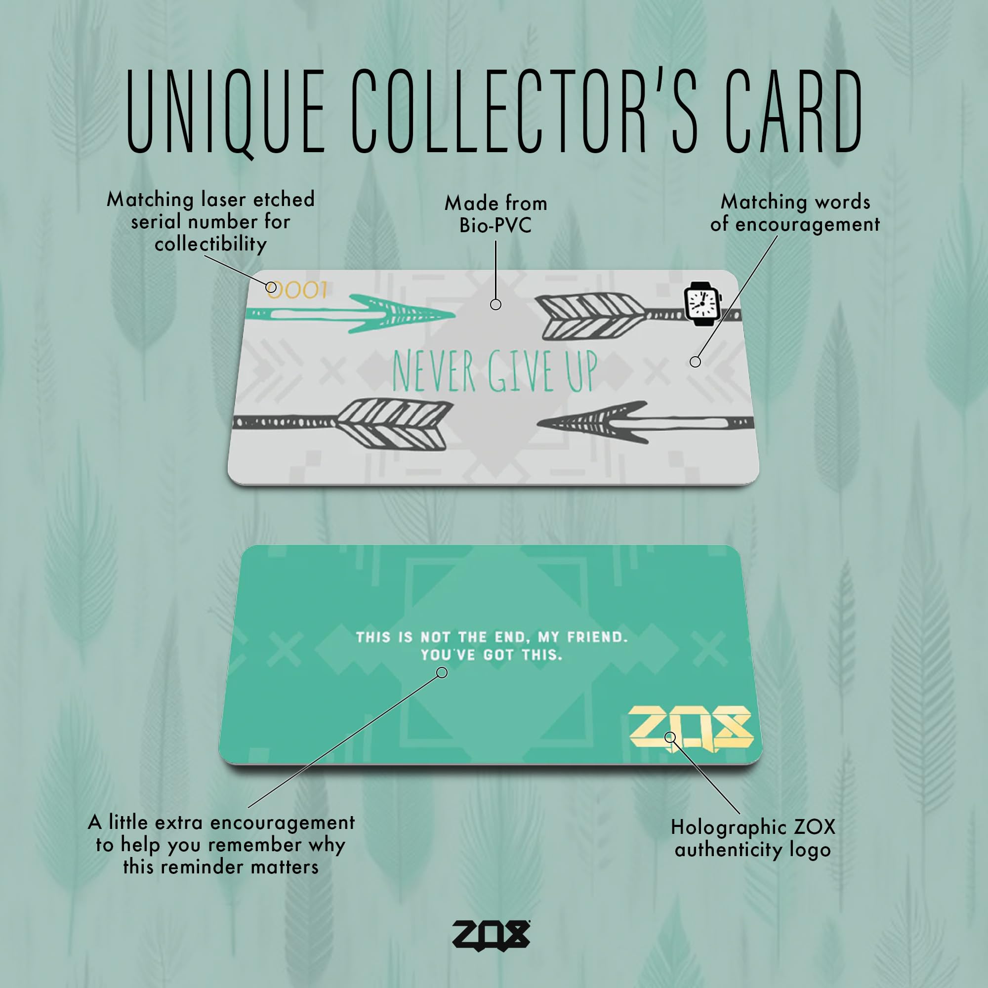 Zox Android Smart Watch Band - Never Give Up | Soft, Adjustable Elastic Band With Motivational Affirmations And Beautiful Artwor