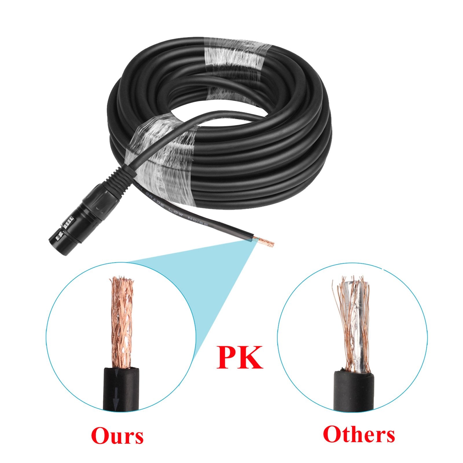 Mountain_Ark 30 Ft 3 Pin Dmx Cable With Male/Female Xlr Connector, Stage Lighting Data Signal Wire