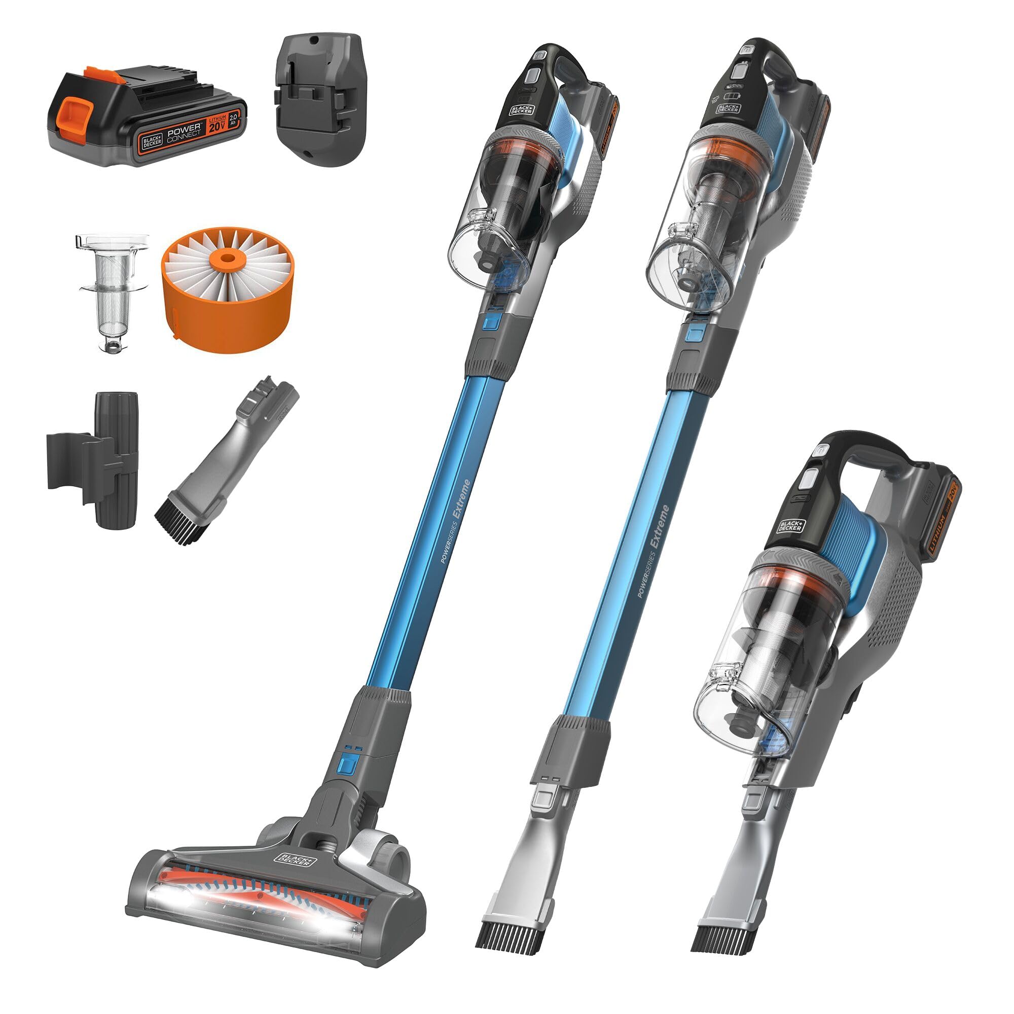 BLACK+DECKER Cordless Vacuum, Powerseries Extreme, Stick Vacuum Cordless Rechargeable, Interchangeable Floorhead with Crevice At