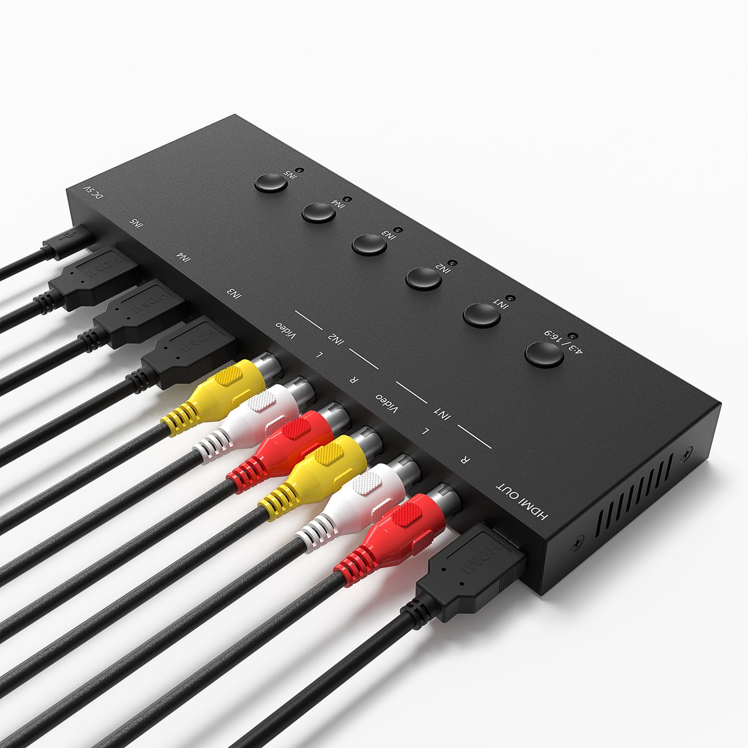 Y.D.F 3 Way Hdmi 2.0 To Hdmi Switcher + 2 Rca To Hdmi Converter(2 In 1) 2 Way Av Composite Cvbs Switch To Hdmi Adapter Support 4:3/16:9 Switching For N64 Ngc Wii Xbox Ps2/3/4/5 Xbox Series/One Switch