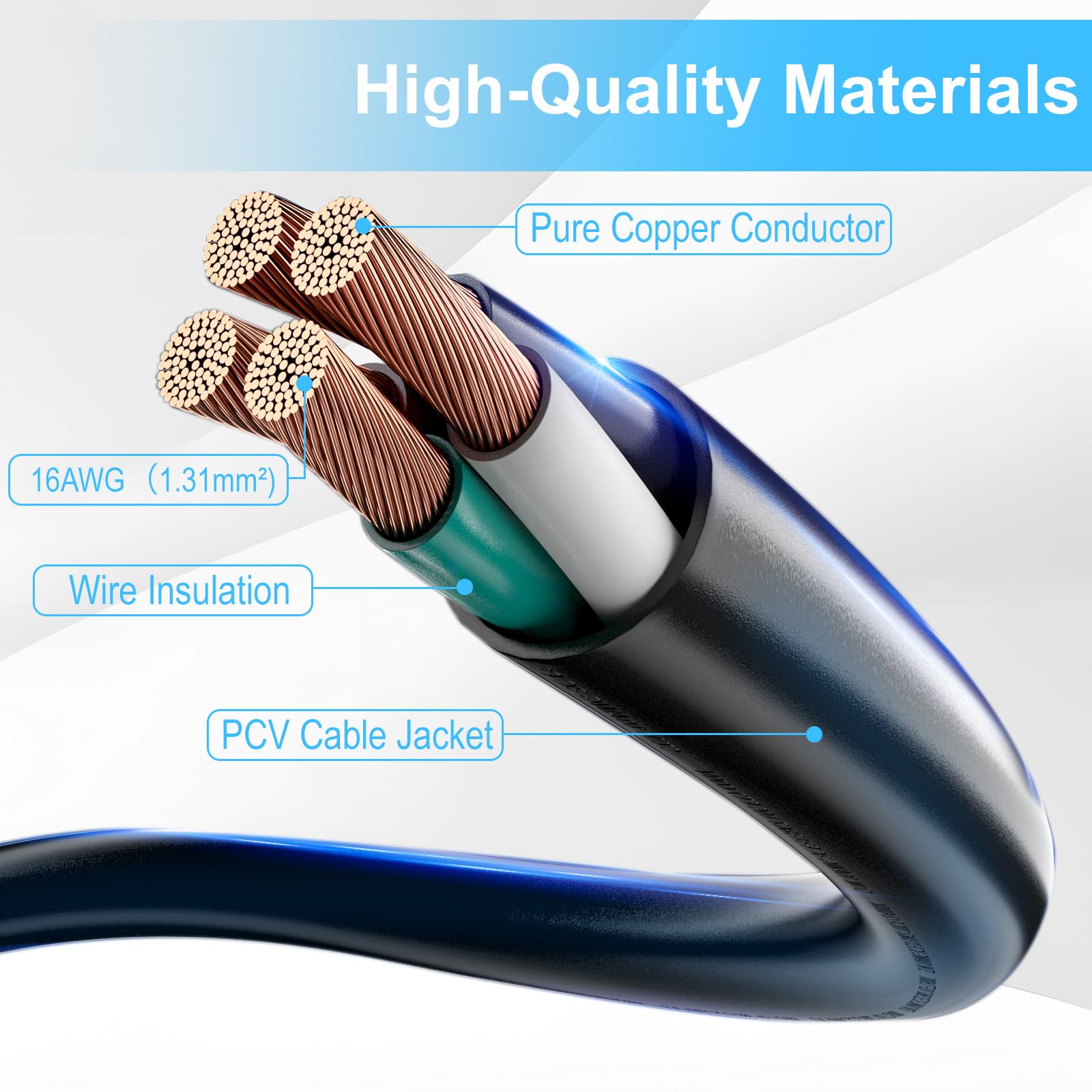 Short Power Extension Cord,16Awg/13A,Outlet Saver, 3 Prong Male Plug To Female Socket Heavy Duty Power Extension Cable (6Ft/1.8M