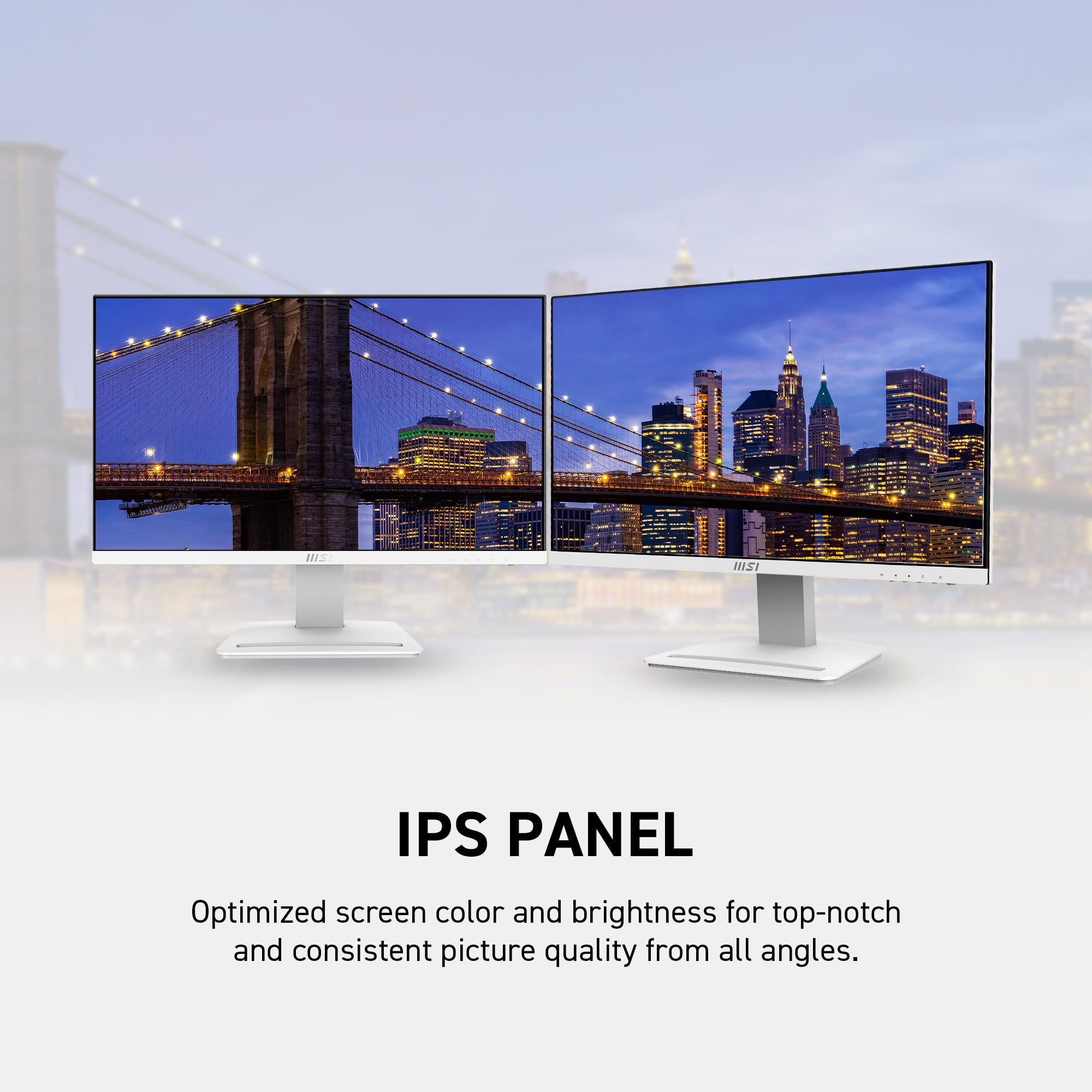 Msi Pro Mp243Xw, 24 Monitor Ips Fhd (1920 X 1080) Non-Glare With Super Narrow Bezel 100Hz 1Ms 16:9 With Tilt Stand, White