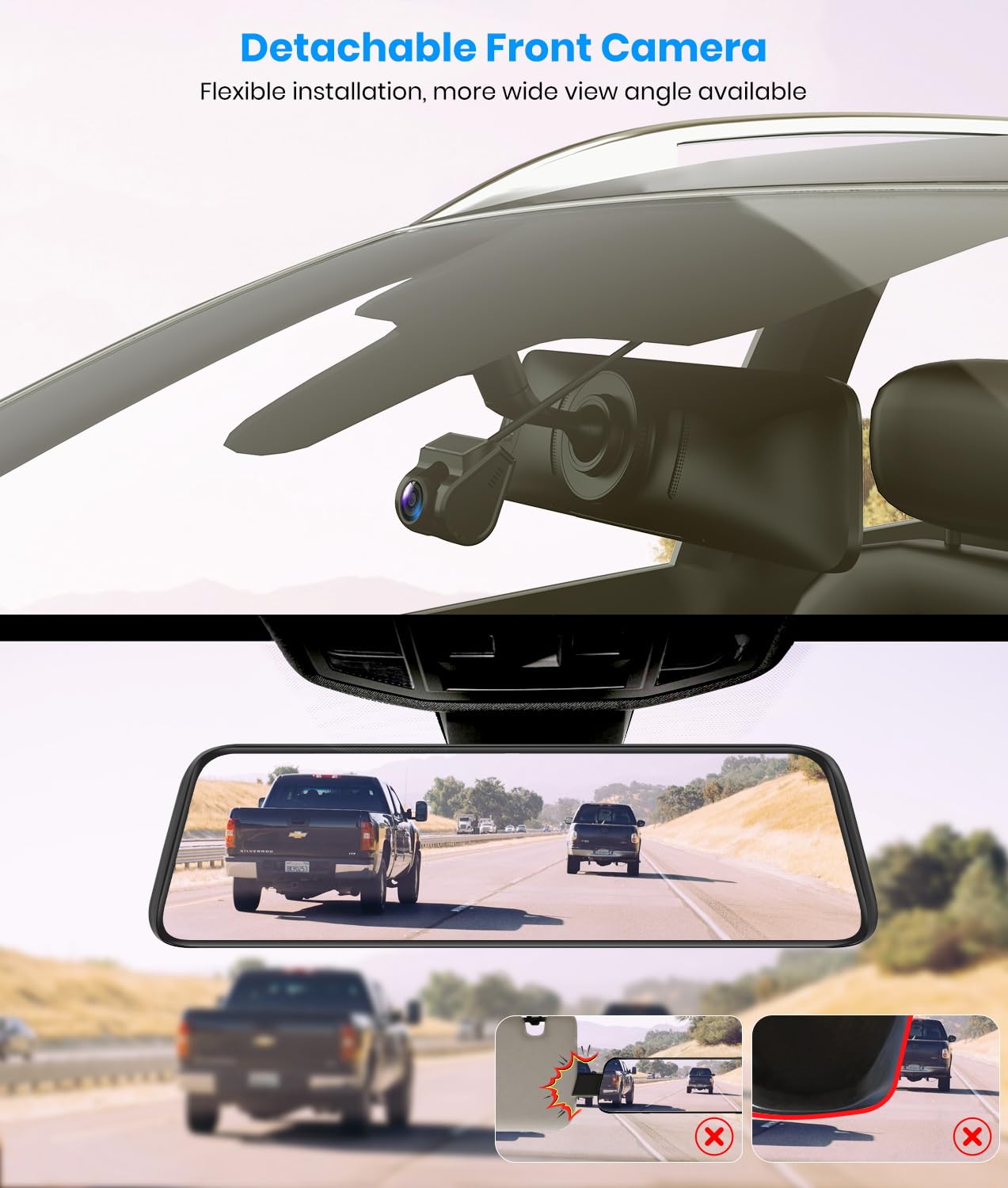Auto Vox T9Pro Oem Rear View Mirror Camera With Detached Front Lens, 9.35'' Full Laminated Touch Screen Mirror Dash Cam Front An