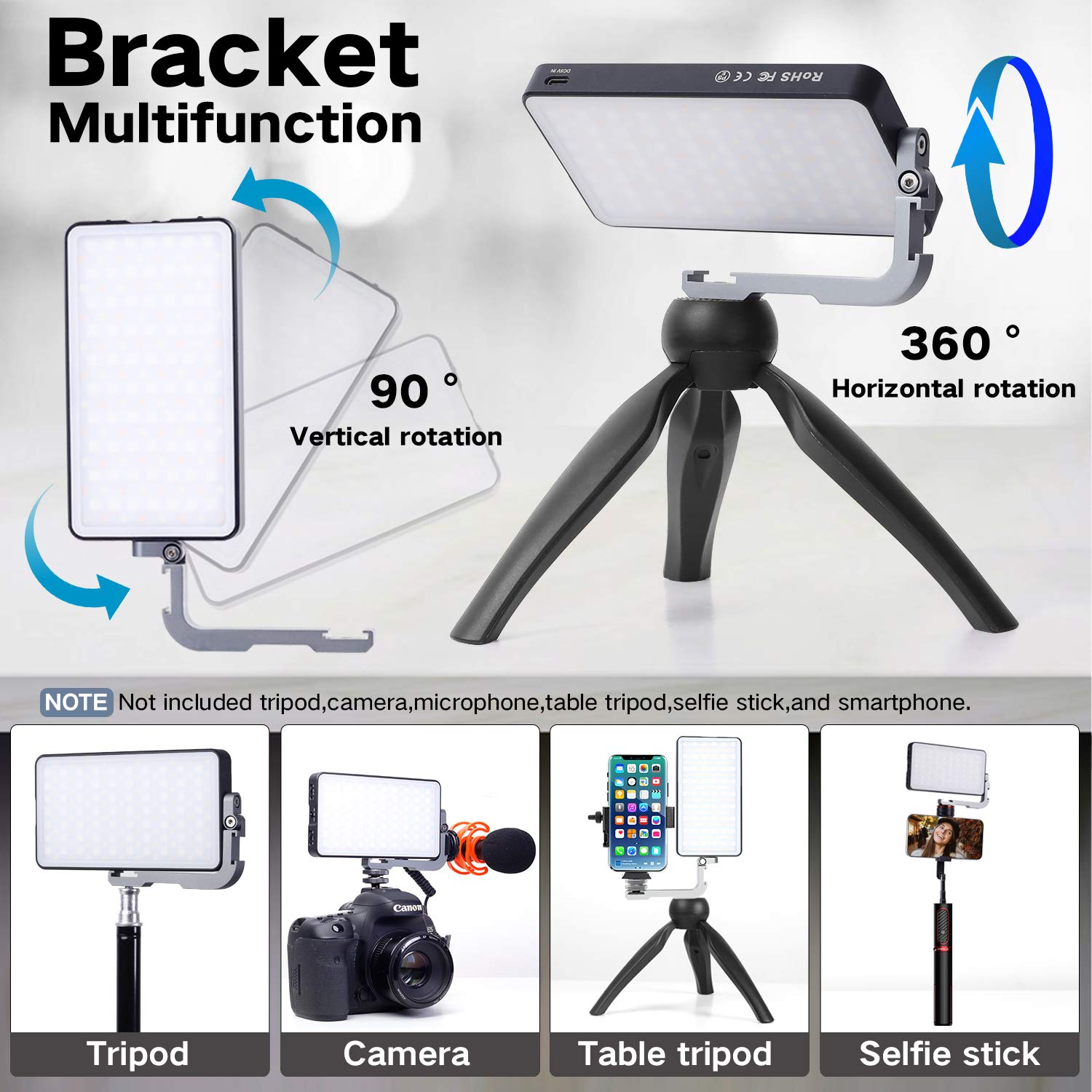 Ivisii G2 Pocket Rgb Camera Light,32Wh Built In 4300Mah Rechargeable Battery 360�Full Color Gamut 9 Light Effects,2600 10000K Led Video Light Panel With Aluminum Alloy Body, Adjustable Tripod Stand