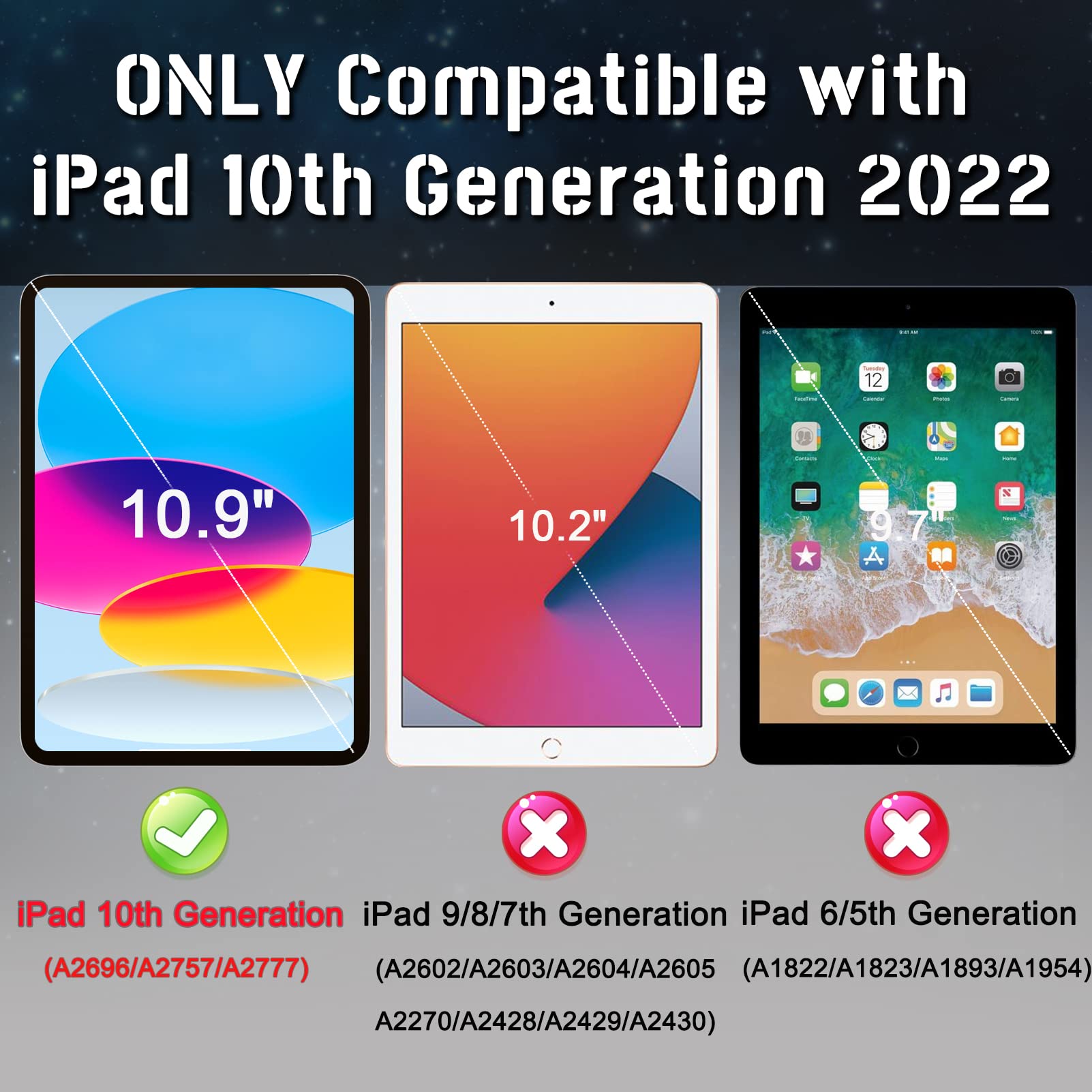 Rantice Ipad 10Th Generation Case 2022, 10.9 Inch Ipad Case With Pencil Holder, Ipad 10.9 Case With Kickstand, Hybrid Shockproof