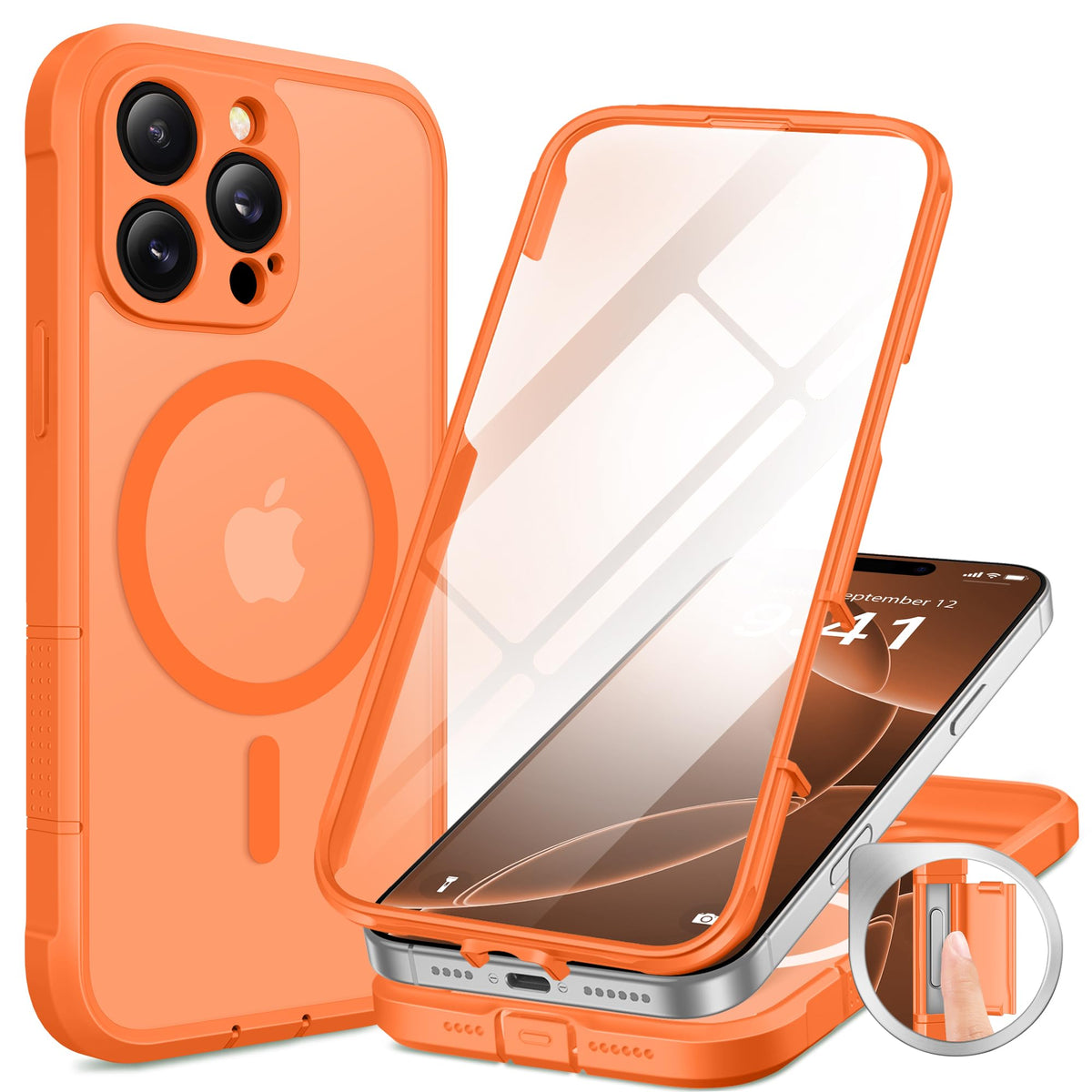 Berfy Magnetic For Iphone 16 Pro Max Case, Compatible With Magsafe, [Built In 9H Tempered Glass Screen Protector & Camera Protec