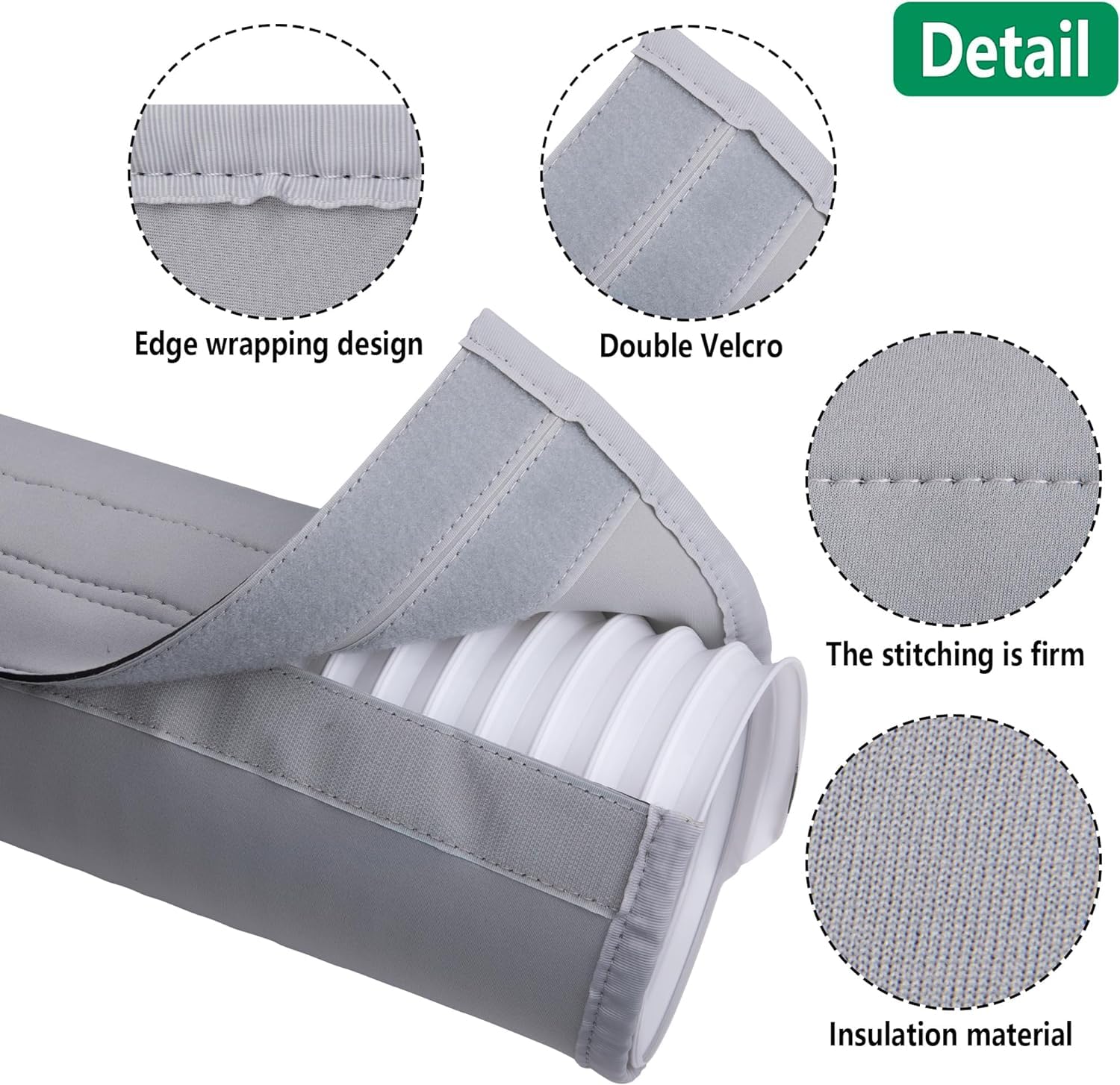 Runnico 2 Pack Portable Ac Hose Cover, Thick Air Conditioner Hose Wrap,Insulated Hoses Duct Vent Cover, Ac Hose Insulation Sleev