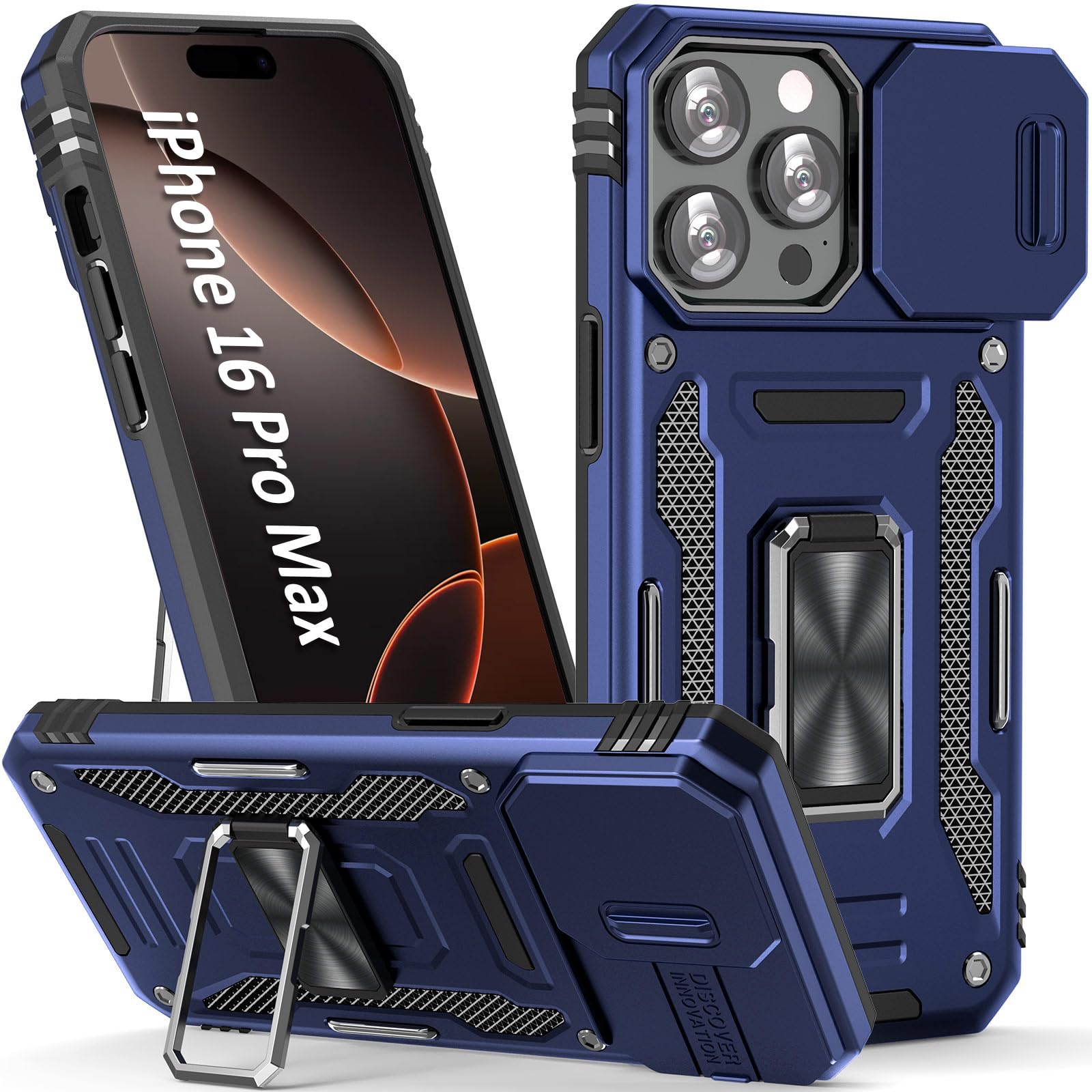 Sefing Case For 16 Pro Max Phone Case Iphone 16 Pro Max Case With Kickstand Ring Holder, With Camera Cover, With Magnet Car Moun