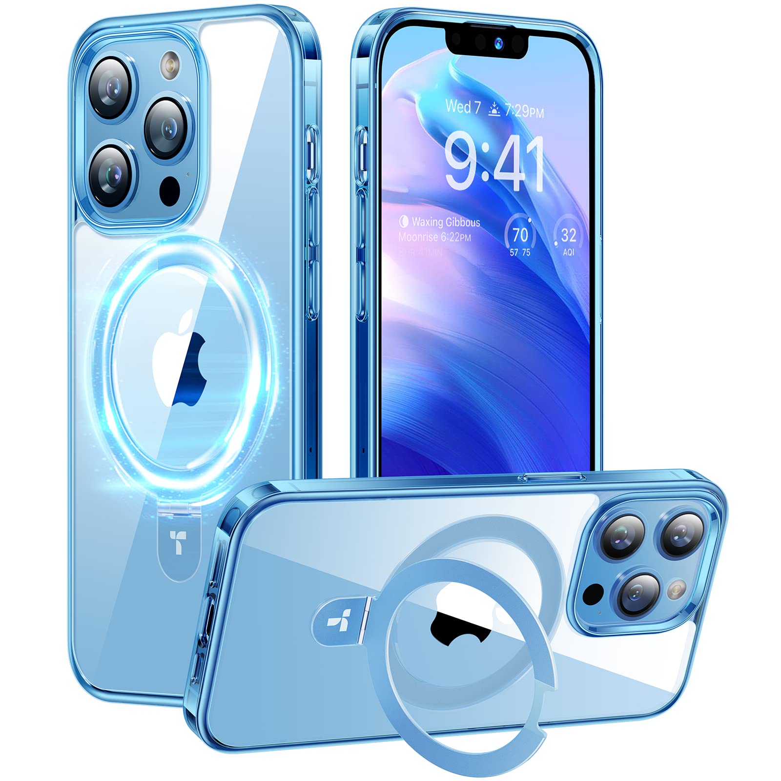 Torras Magnetic For Iphone 13 Pro Max Case [Compatible With Magsafe] With Stand [Never Yellow] [Mil Grade Drop Protection] Hard