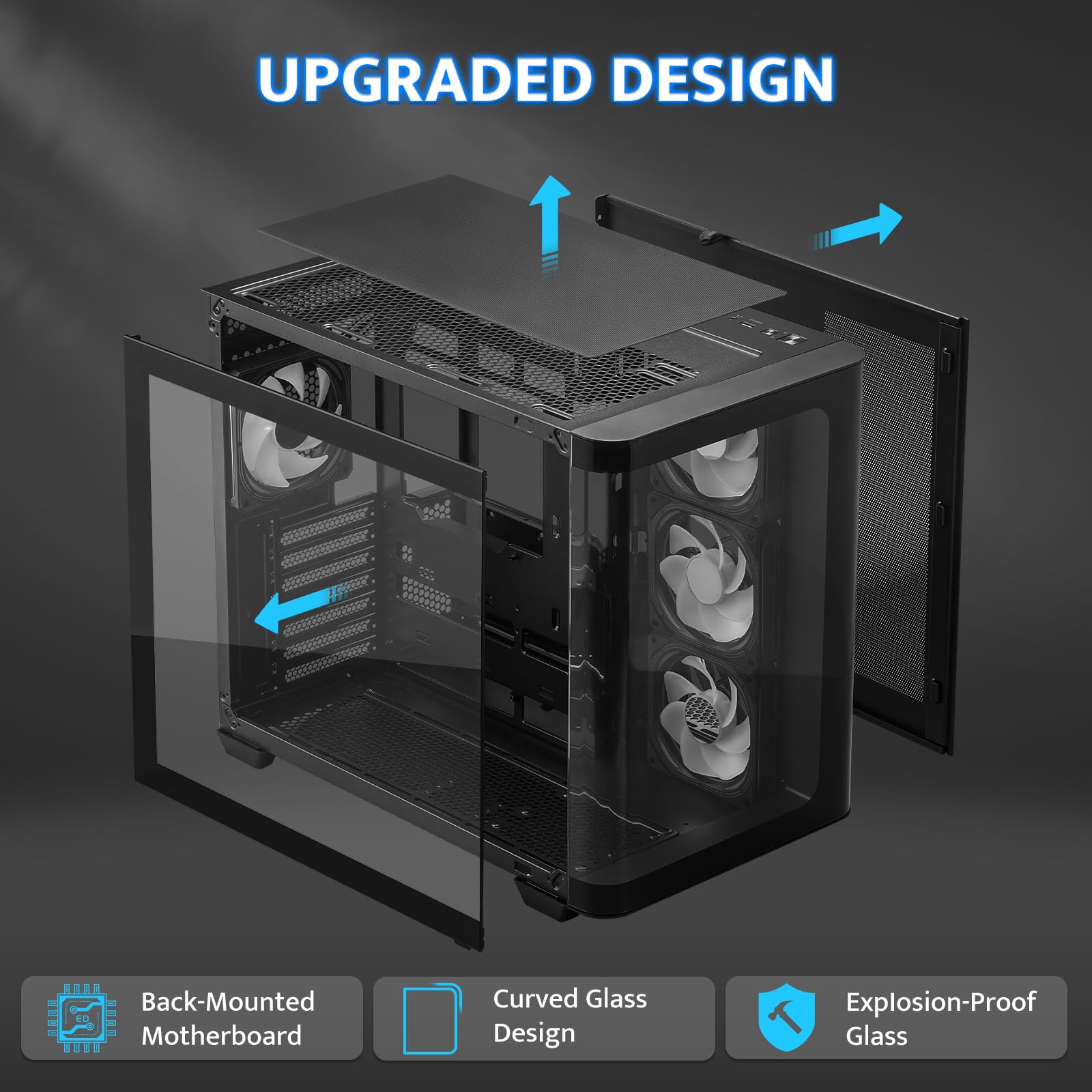 Darkflash Atx Mid Tower Gaming Pc Case, Back Plug In Btf Motherboard, With 4 Argb Fans Computer Case, Full View Curve Glass Dual